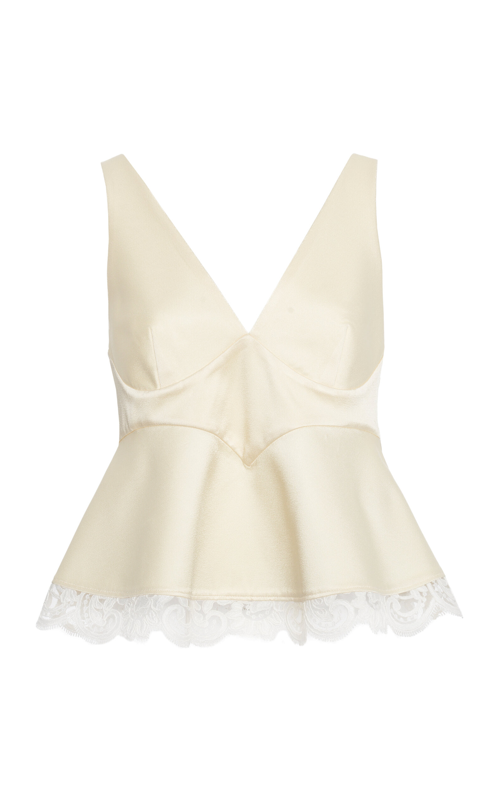 Stella McCartney Lace-Trimmed Satin Bustier Top - Moda Operandi