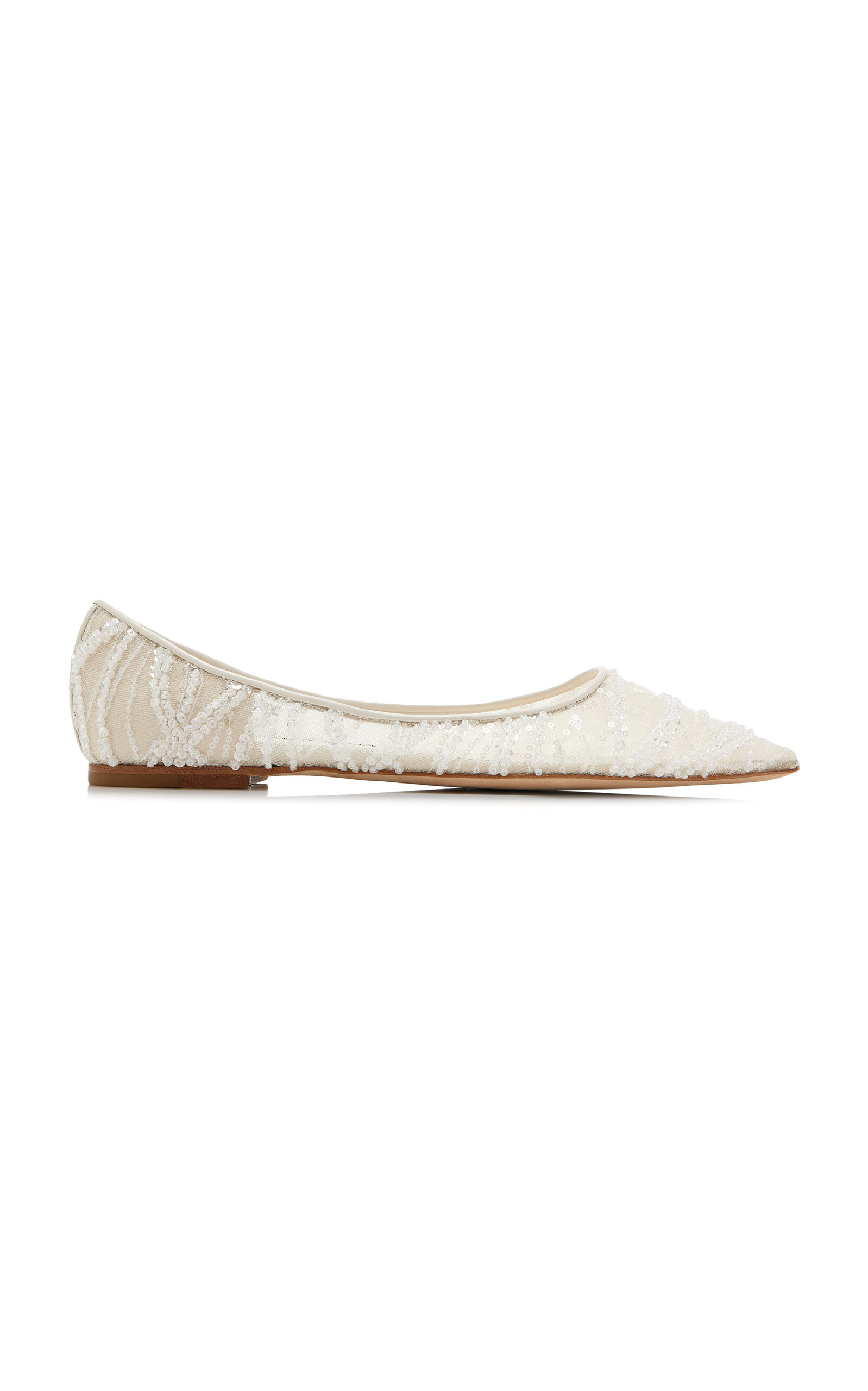 Jimmy Choo Love Embellished Mesh Ballet Flats