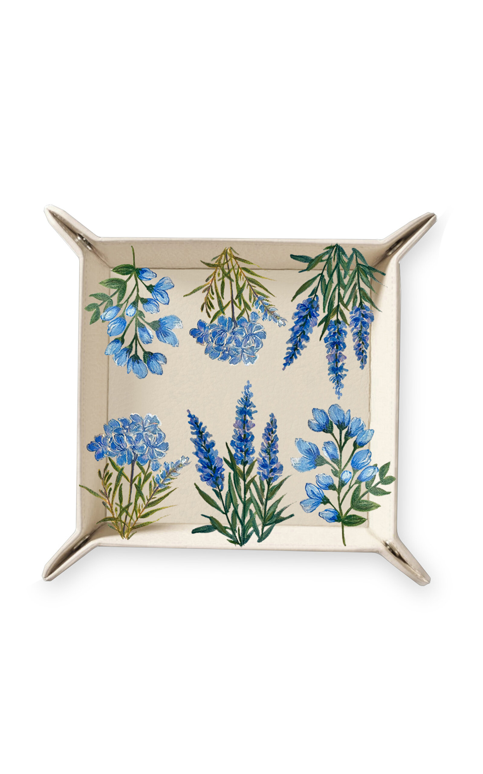 Alepel Fantasy Leaves Faux Leather Tray - Blue