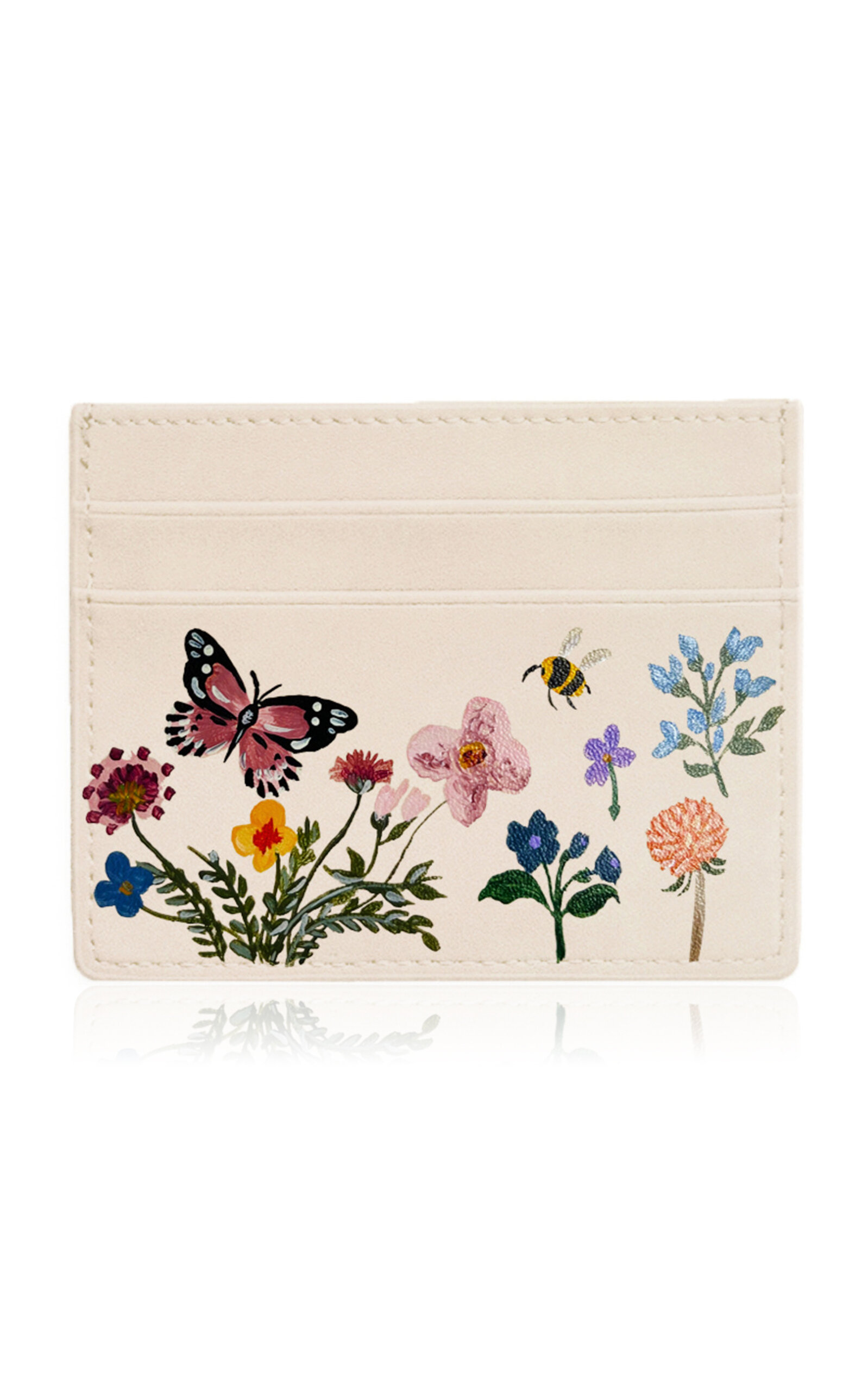 Alepel Pressed Flowers Faux Leather Cardholder - Green