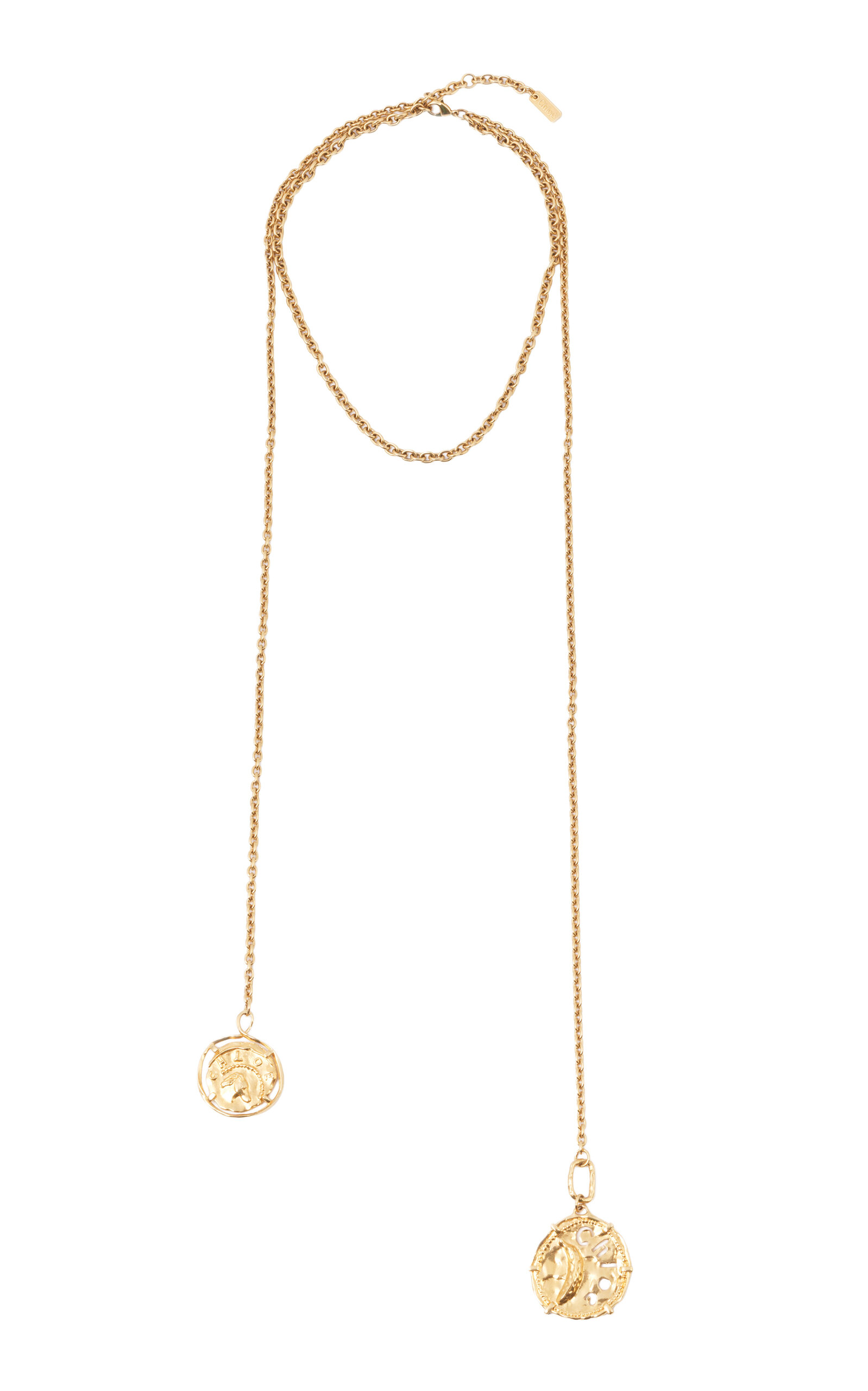 Chloé Gold-tone Double Coin Pendant Necklace In Gold