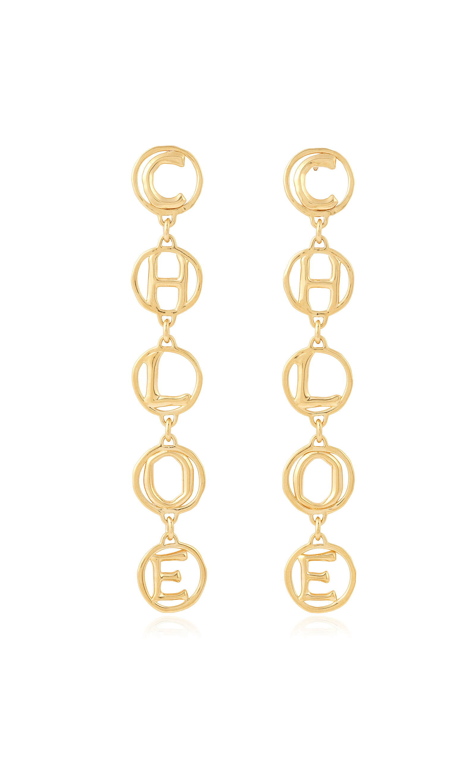 Chloé Gold-tone Logo Drop Earrings In Gold