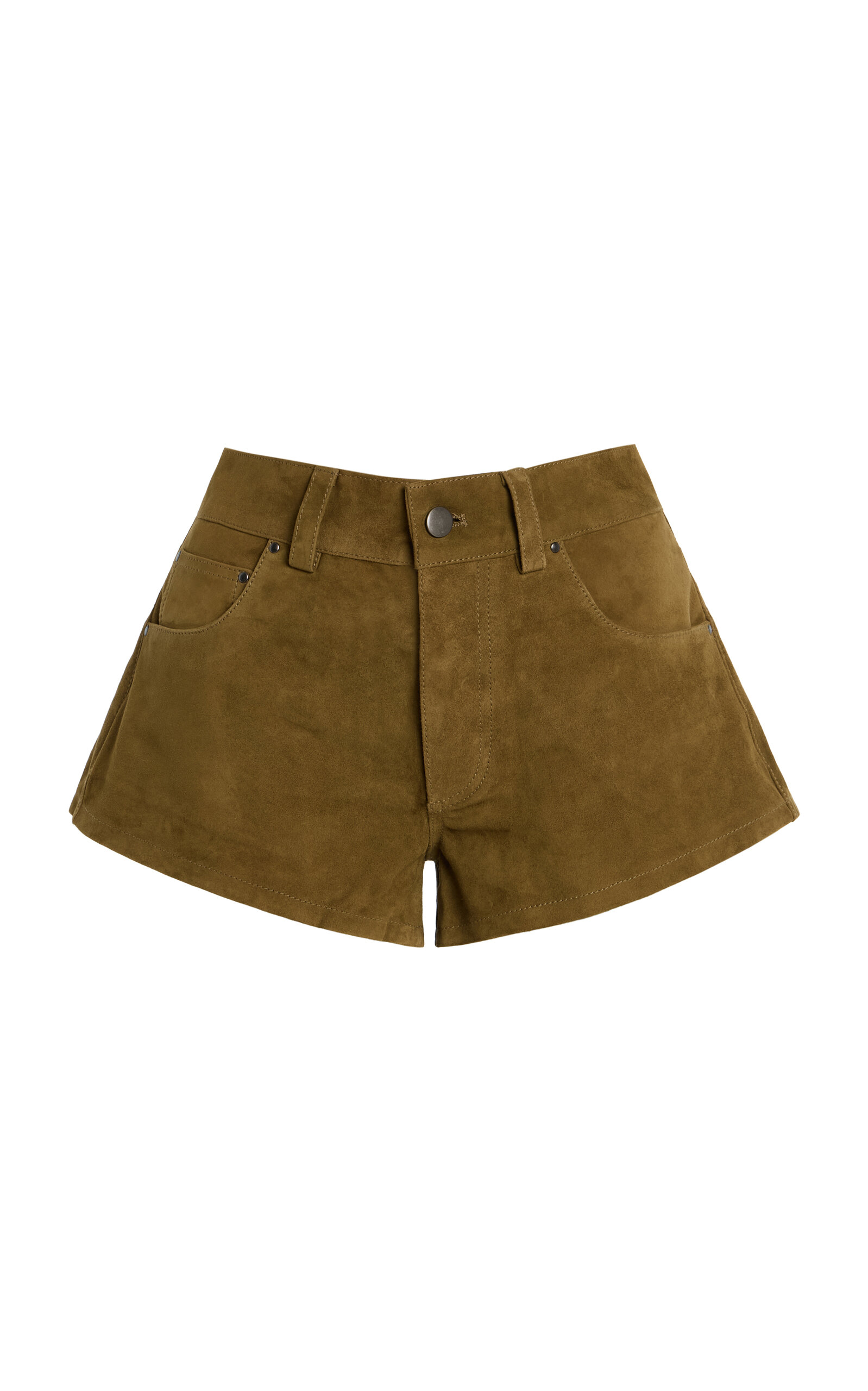 EB Denim Portman Suede Low-Rise Shorts - Green
