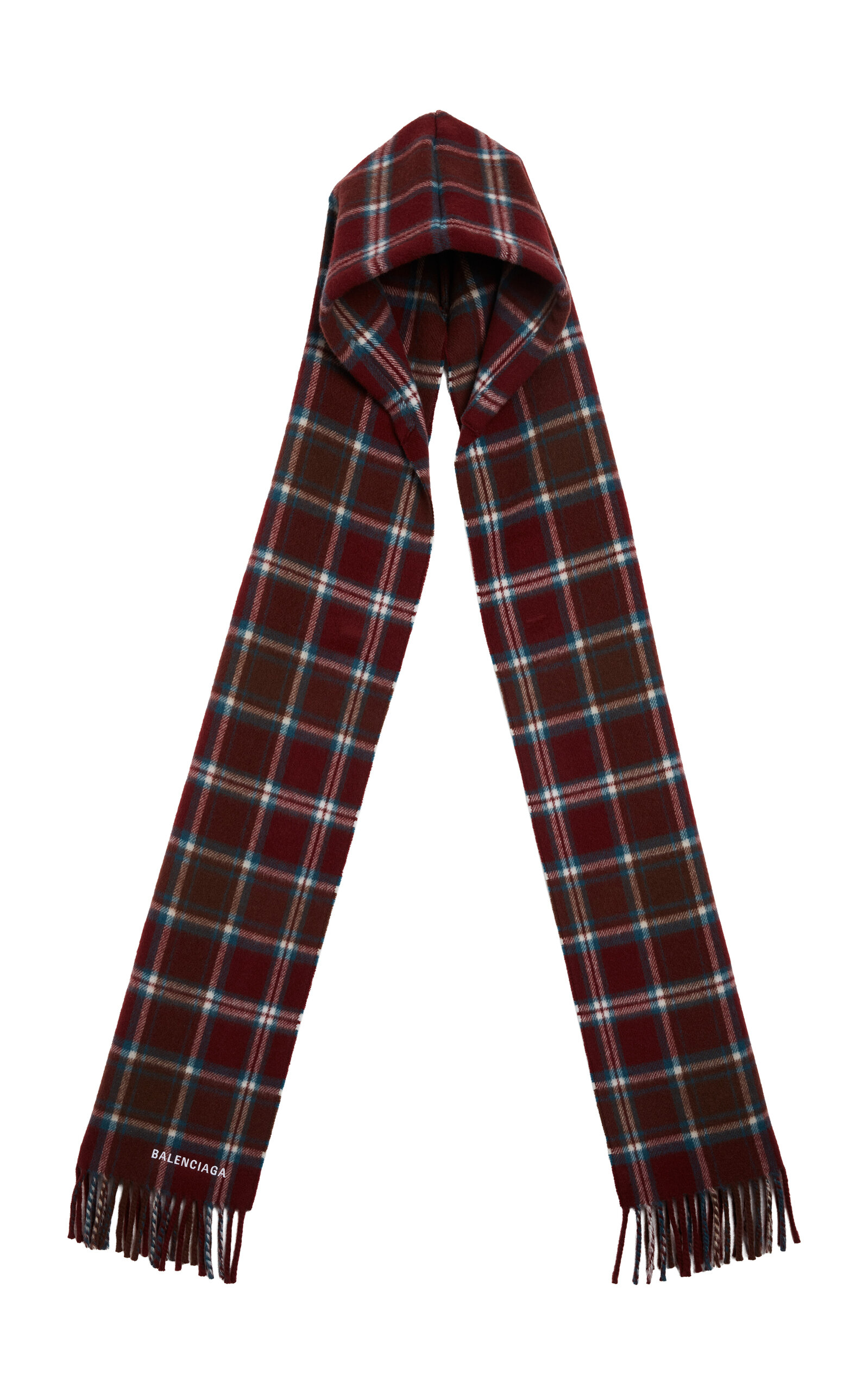 Balenciaga Logo-embroidered Hooded Wool Scarf In Red