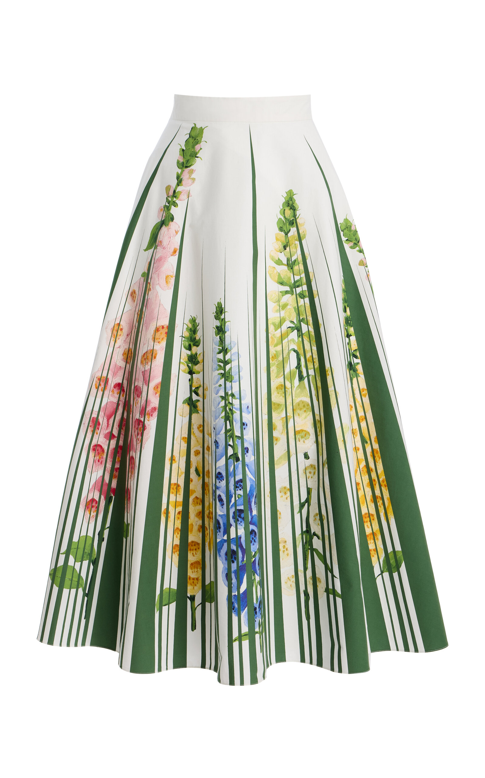 Foxglove-Printed Cotton-Poplin Midi Skirt