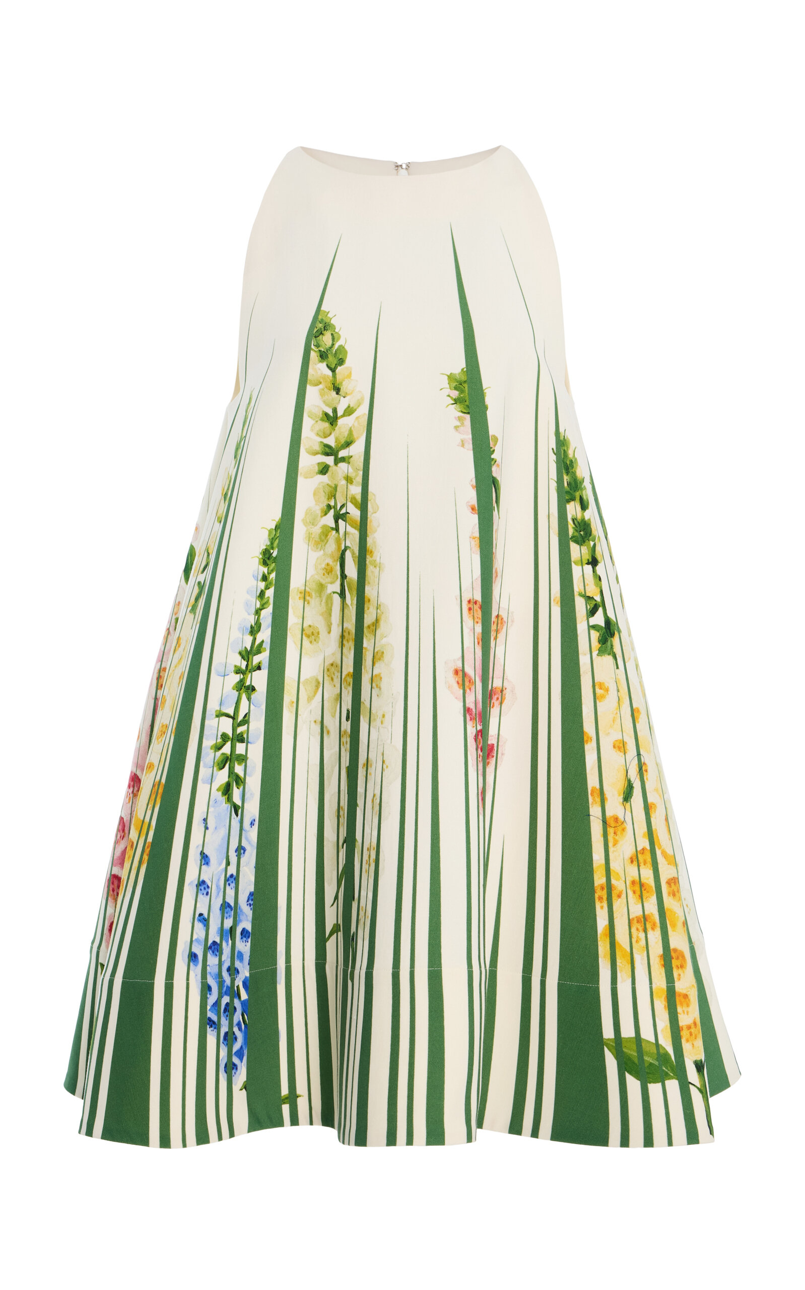 Oscar De La Renta Foxglove-printed Wool-blend Trapeze Mini Dress In Multi