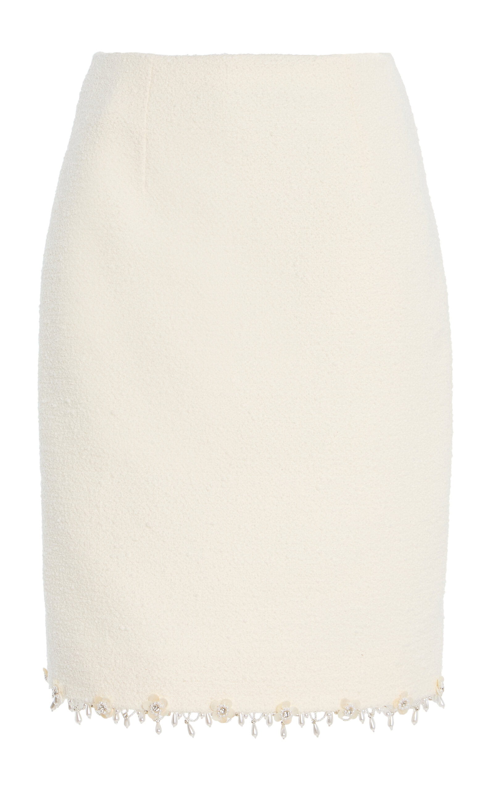 Oscar de la Renta Embroidered Wool-Tweed Knee-Length Skirt