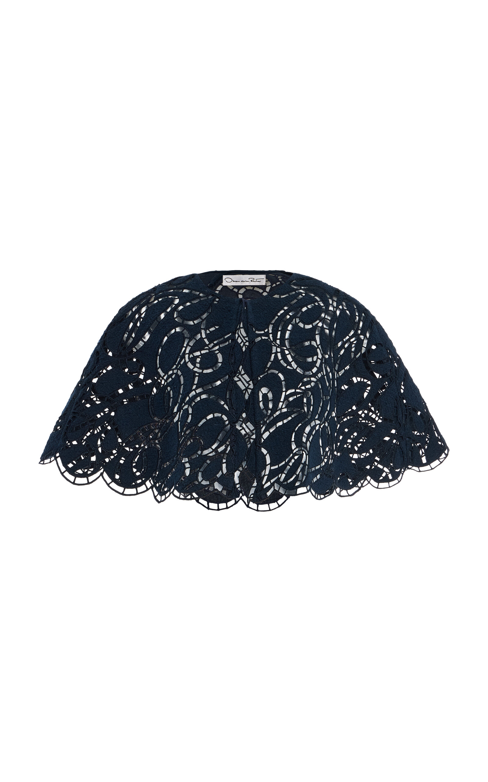 Embroidered Lace Wool-Tweed Cape