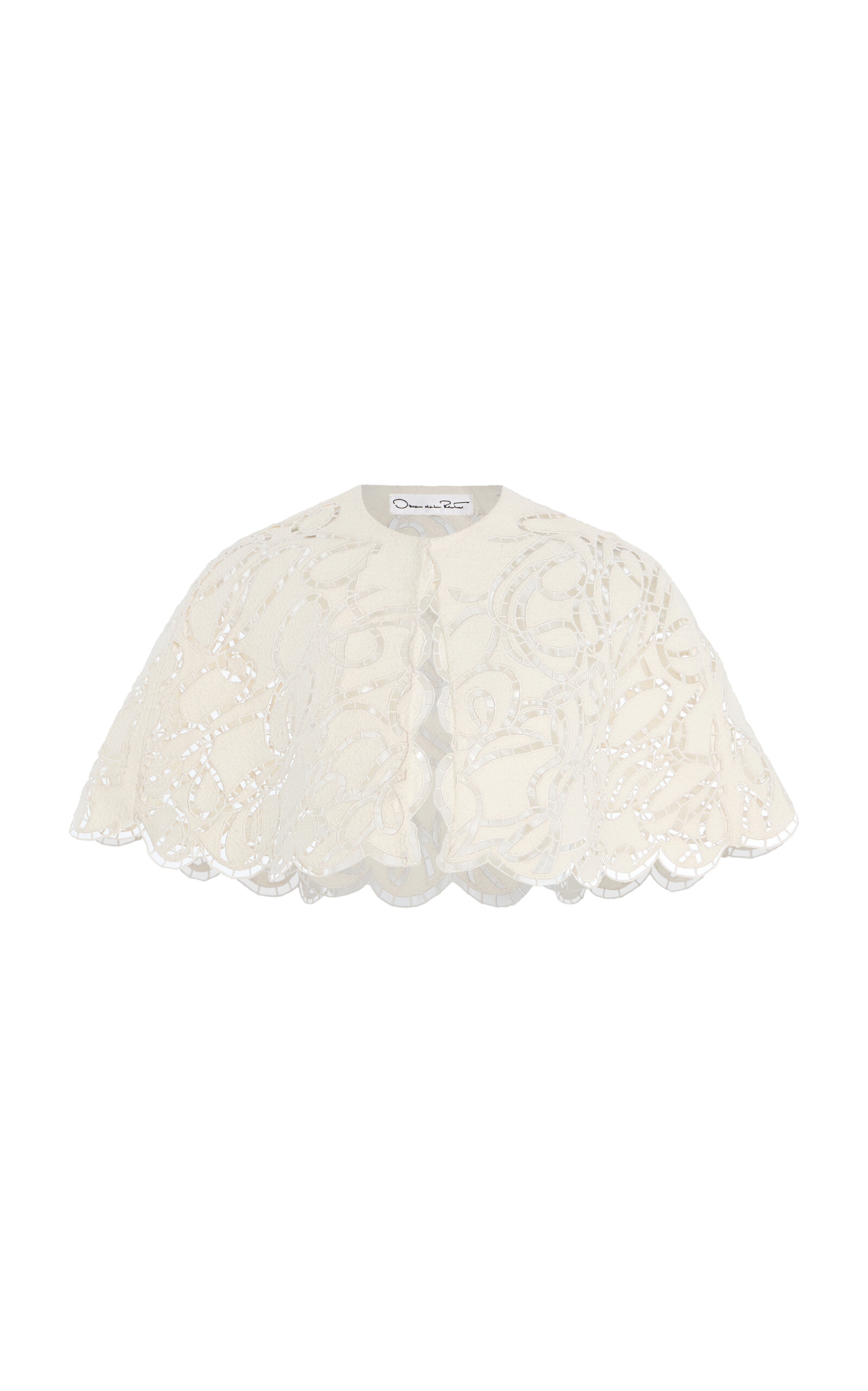 Embroidered Lace Wool-Tweed Cape