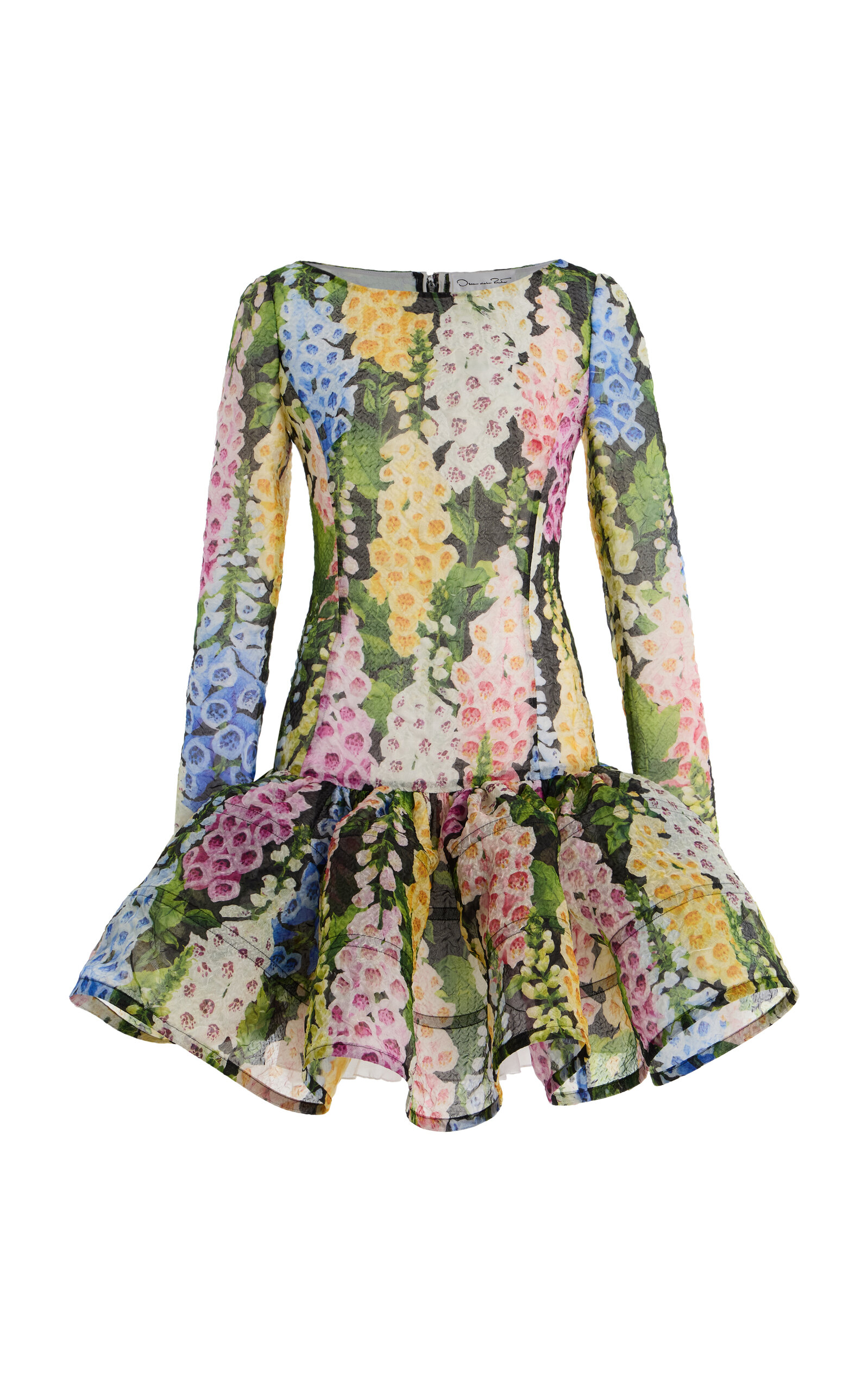 Foxglove-Printed Silk-Organza Cocktail Dress