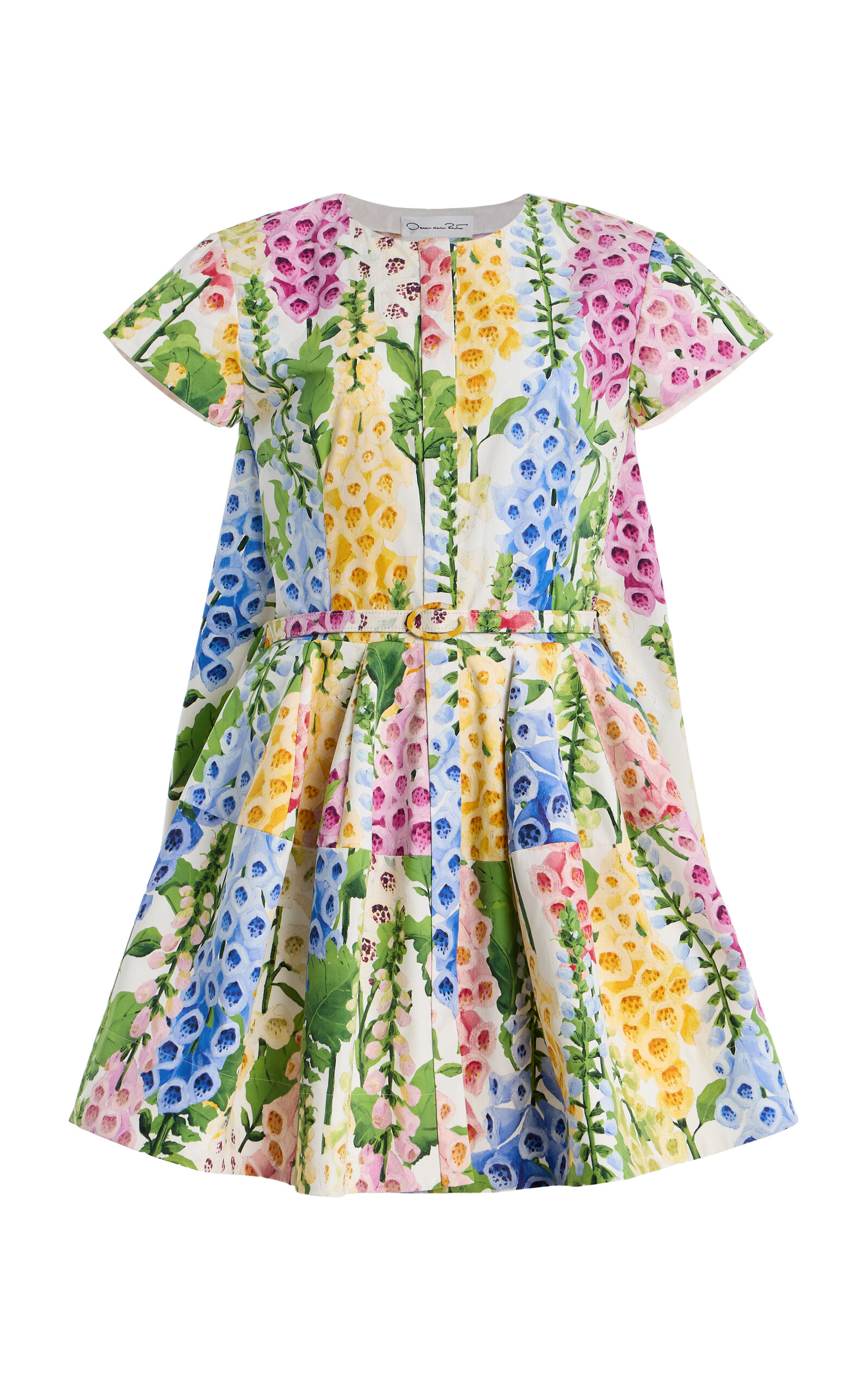 Oscar de la Renta Foxglove-Printed Cotton-Poplin Mini Dress