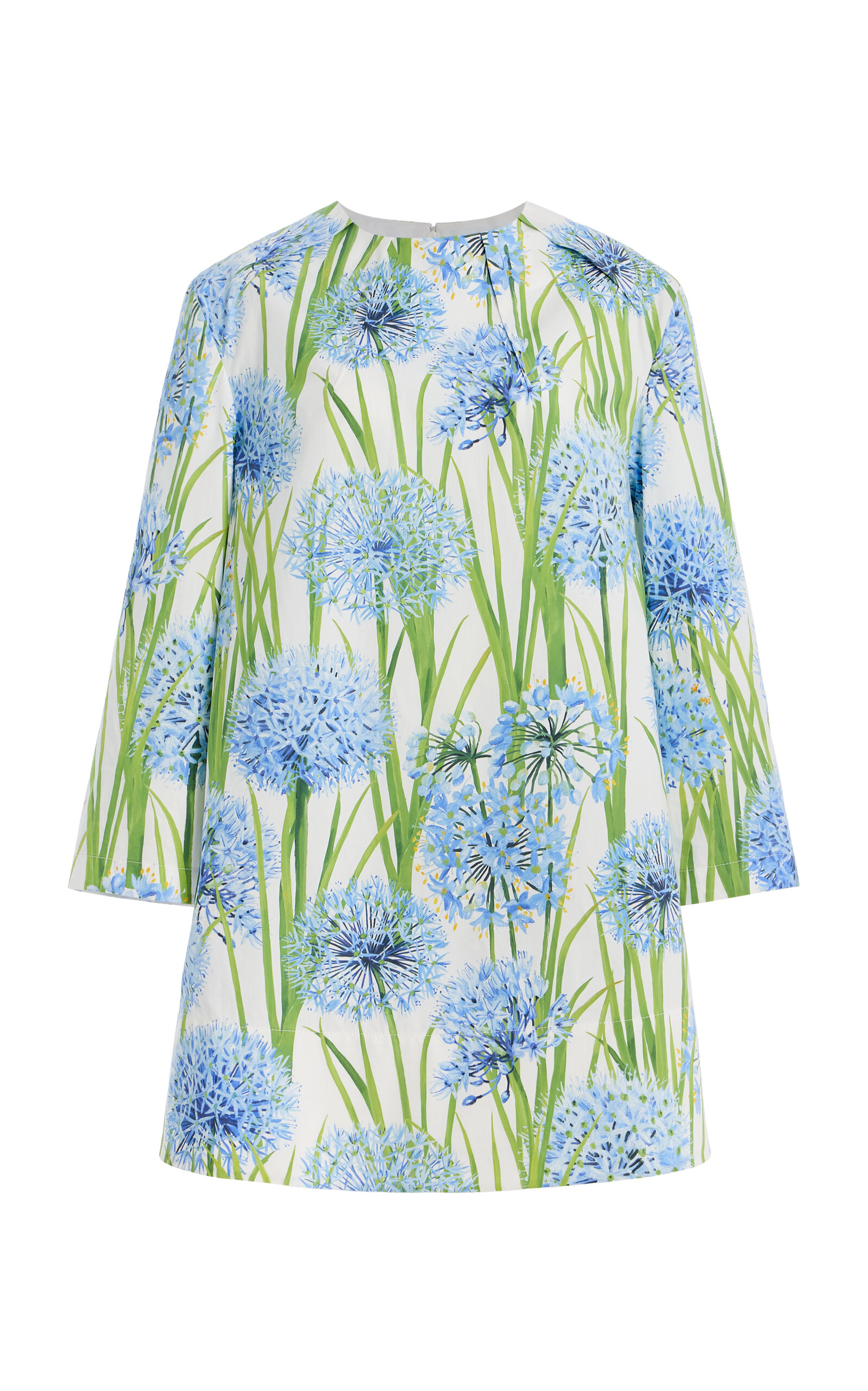 Oscar de la Renta Allium-Printed Cotton-Poplin Mini Dress