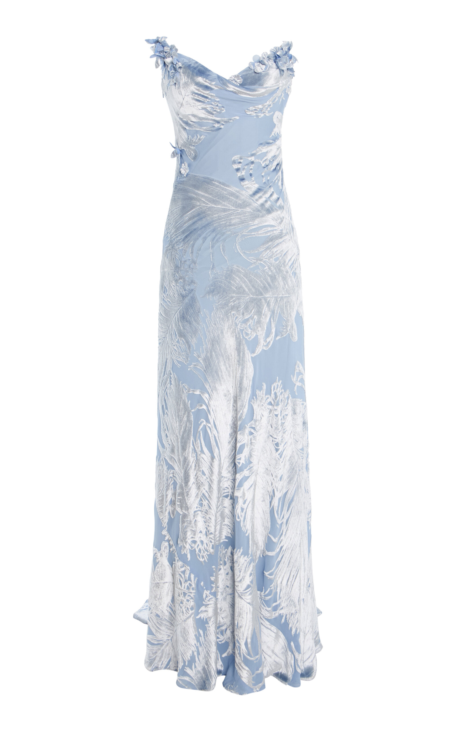 Oscar De La Renta Draped Velvet Gown In Blue