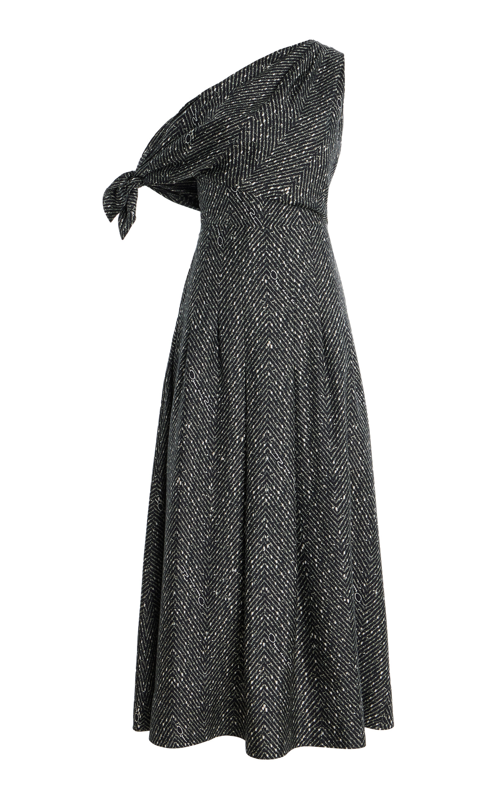 Oscar de la Renta One-Shoulder Silk Midi Scarf Dress