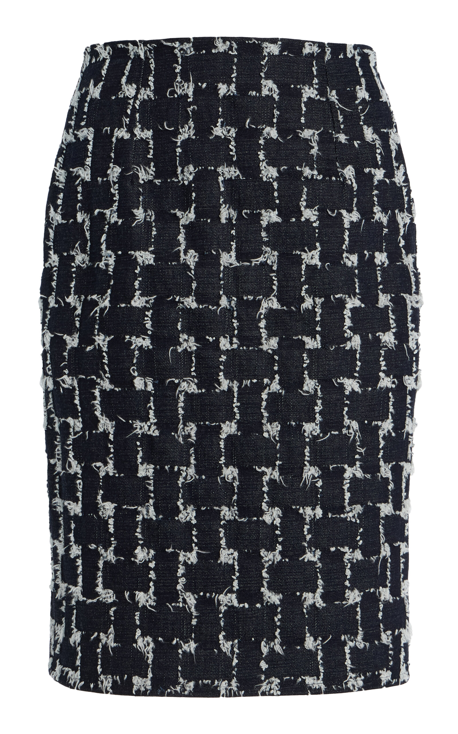 Frayed Jacquard Denim Mini Skirt