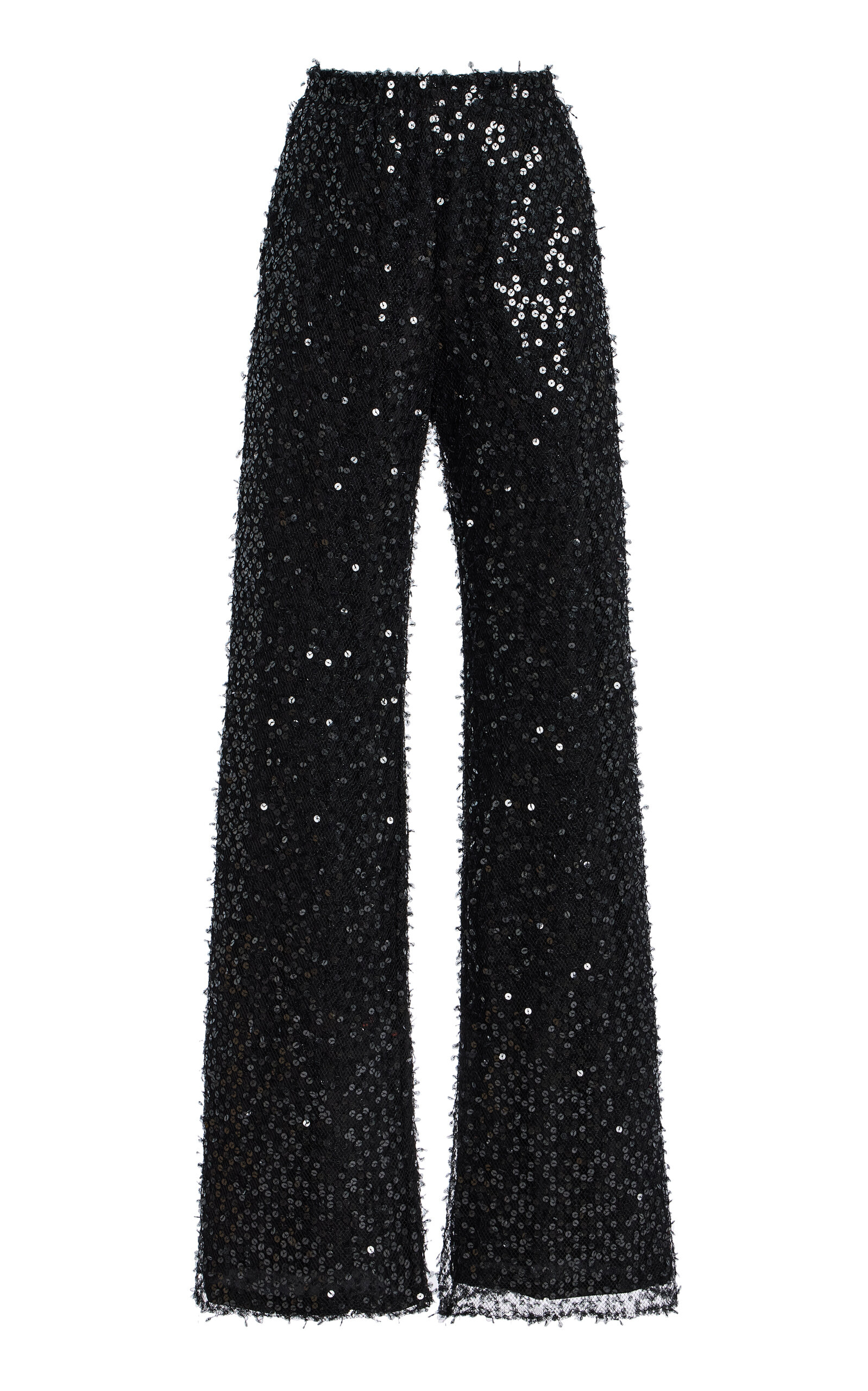 Oscar De La Renta Sequined Wool-cashmere Wide-leg Pants