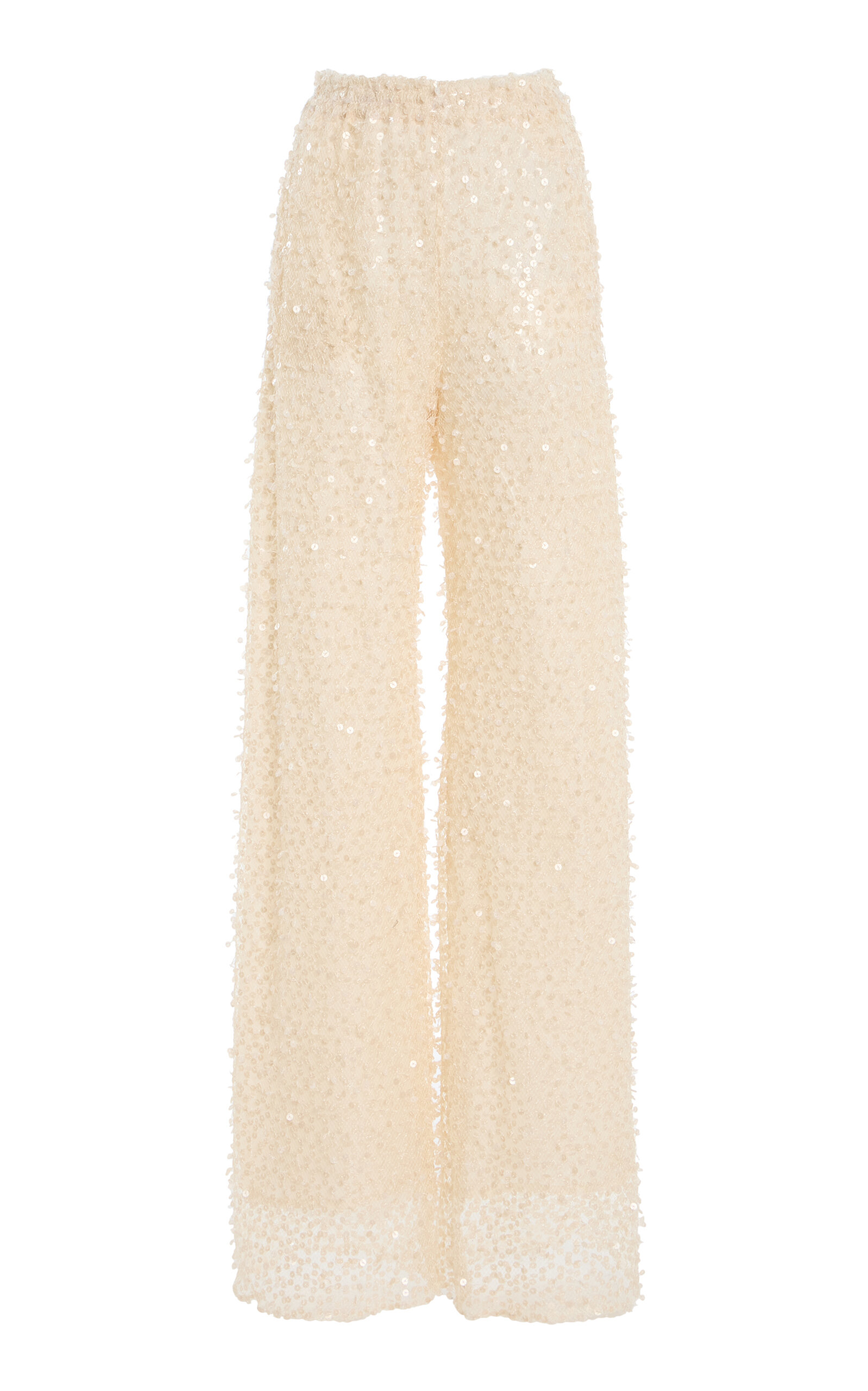 Oscar de la Renta - Sequined Wool-Cashmere Wide-Leg Pants - Ivory - US 8 - Moda Operandi