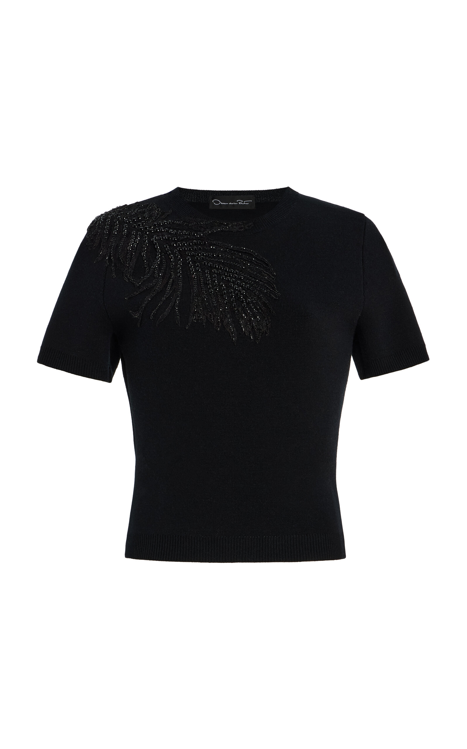 Embroidered Wool-Blend Top
