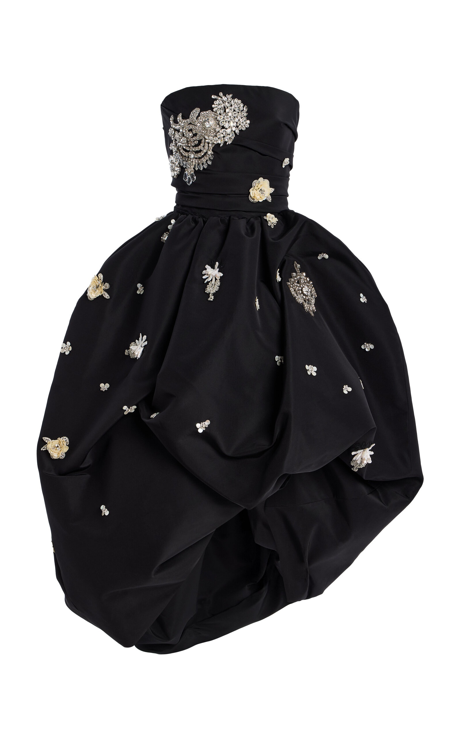 Oscar De La Renta Embellished Bubble-hem Silk Midi Dress In Black