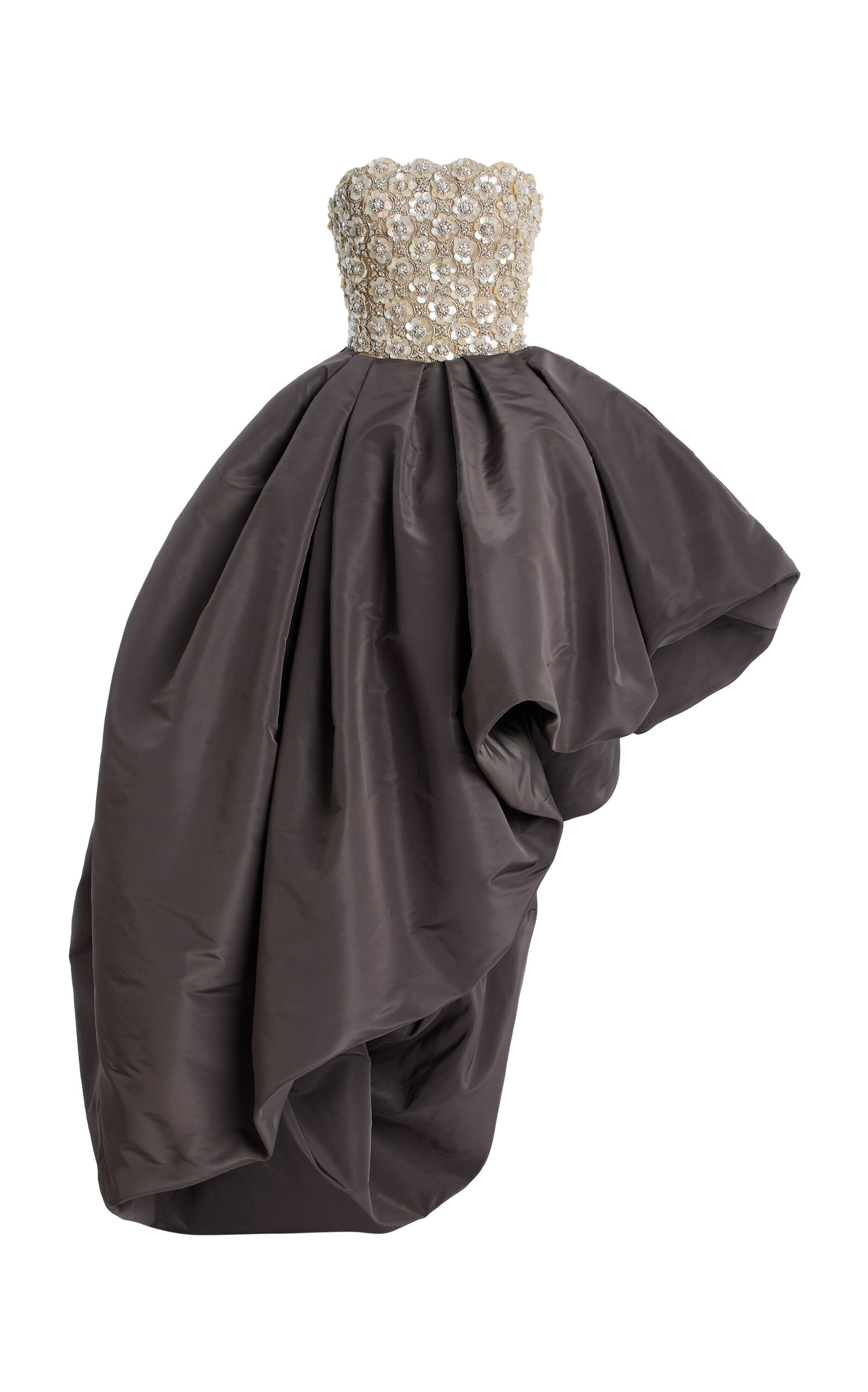 Oscar De La Renta High-low Silk-taffeta Gown In Brown