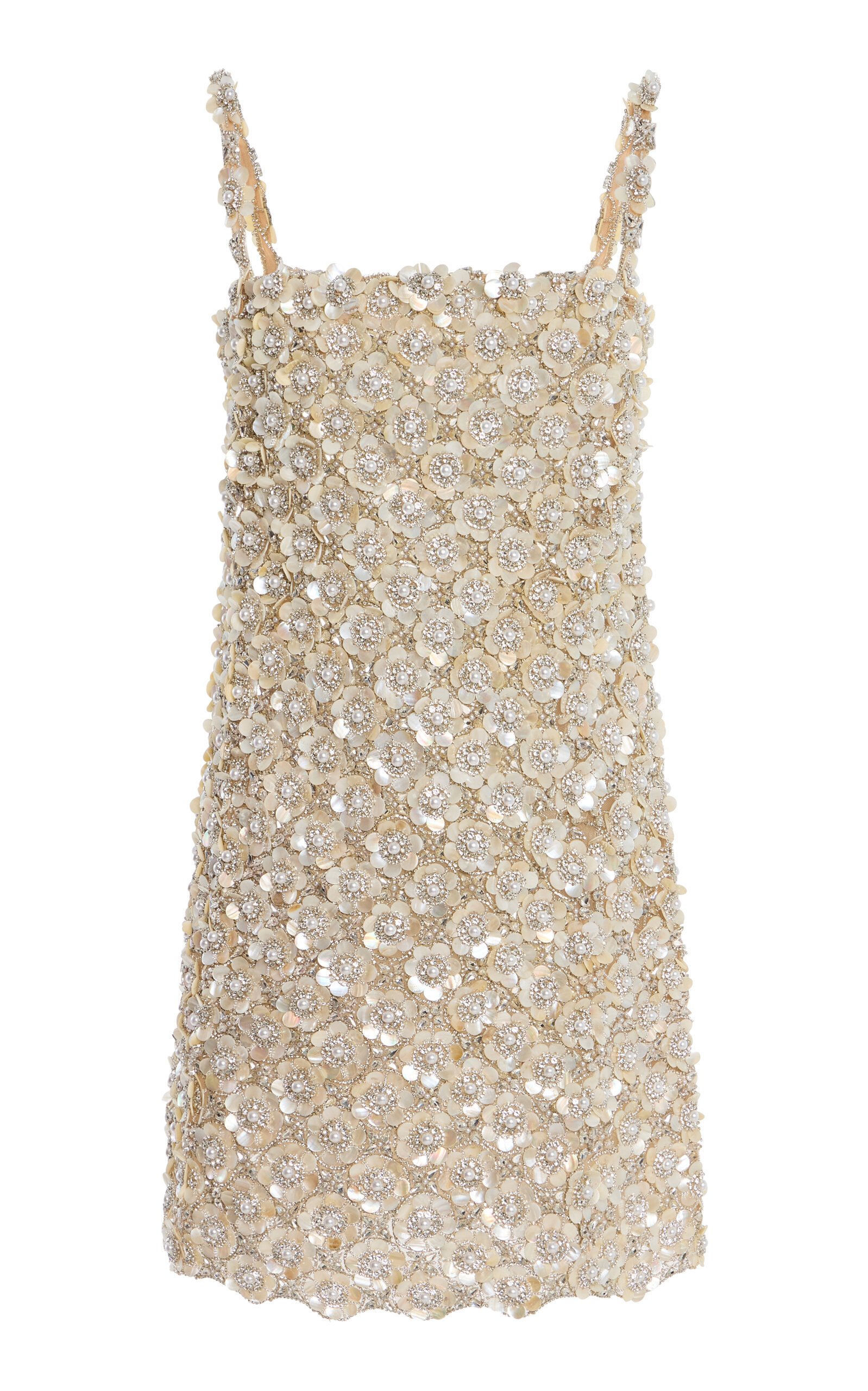 Oscar de la Renta Mother-of-Pearl Embellished Mini Dress