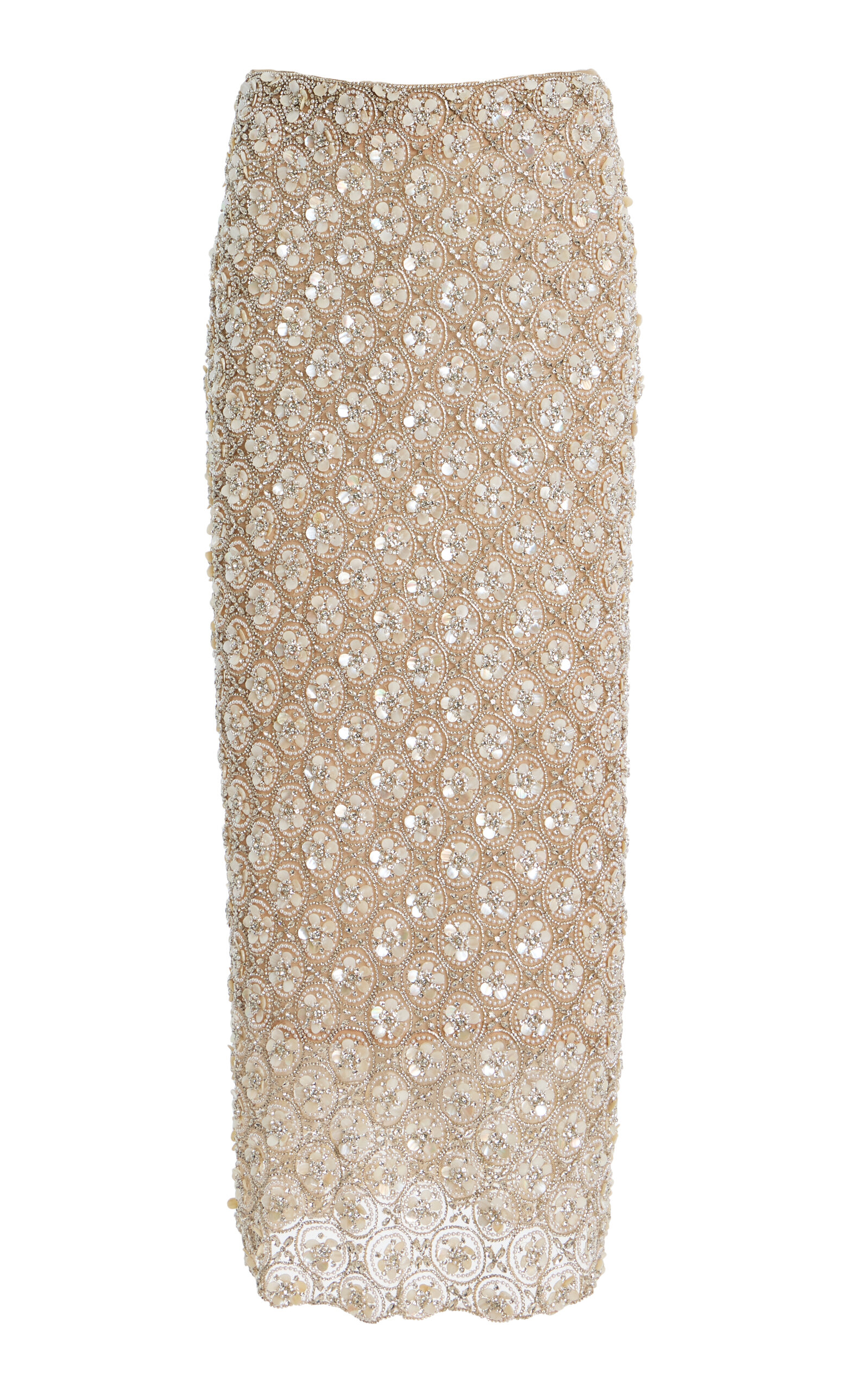 Mother Of Pearl-Embellished Tulle Midi Skirt
