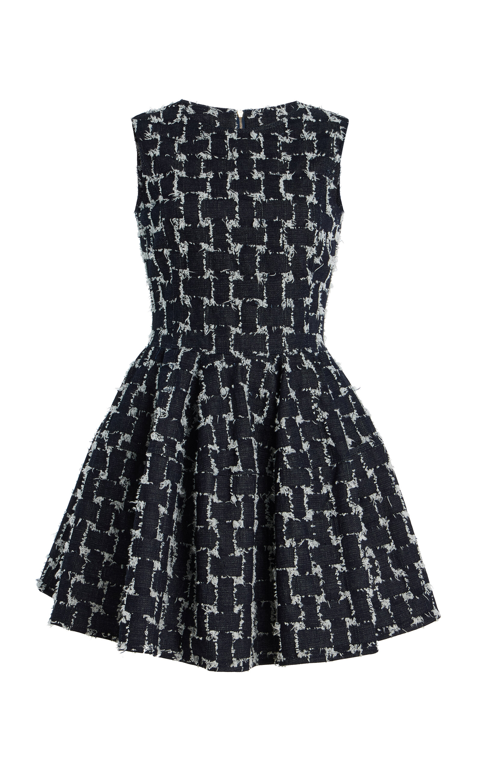 Oscar de la Renta Frayed Jacquard Denim Mini Dress