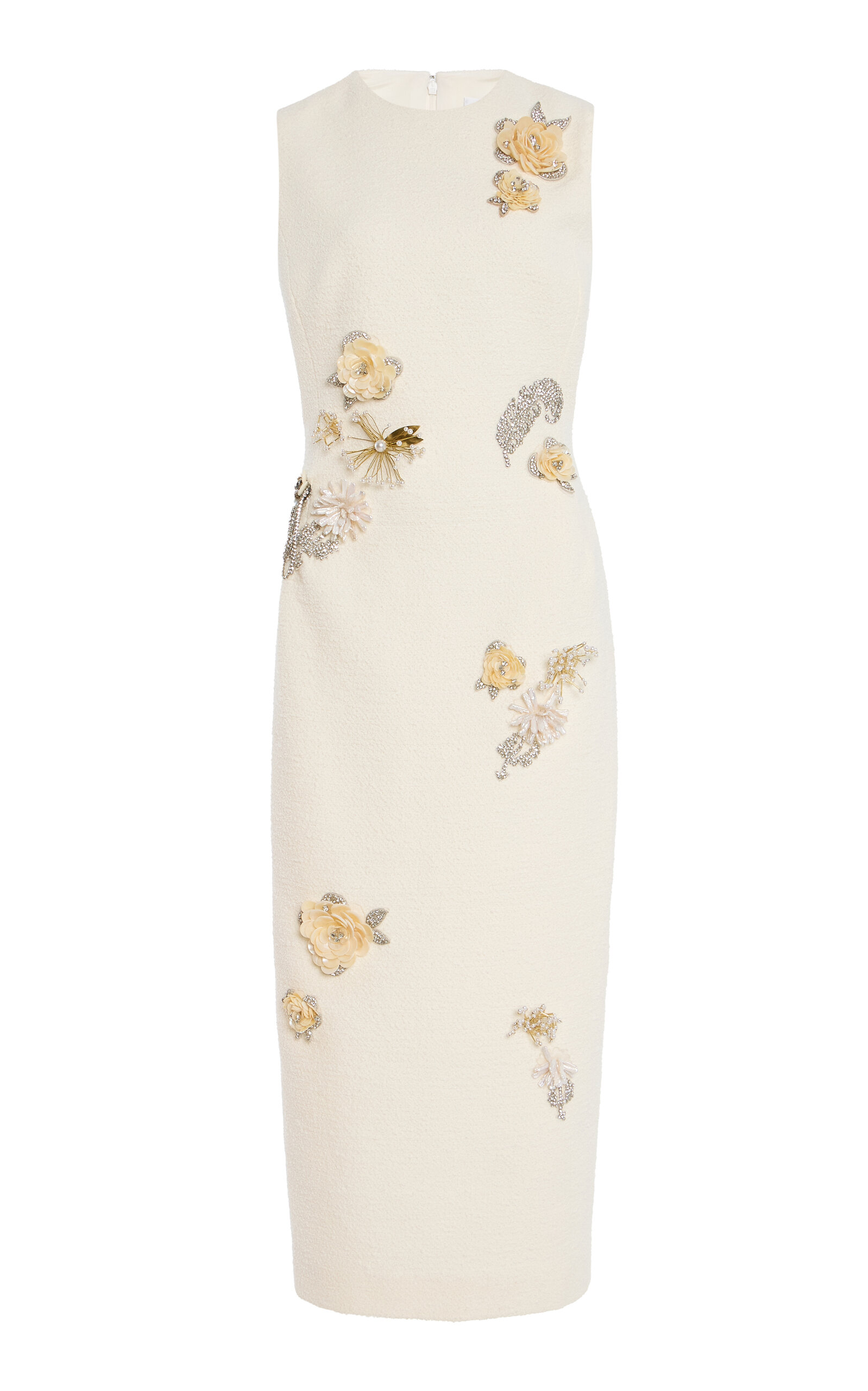 Oscar de la Renta Embellished Tweed Midi Dress