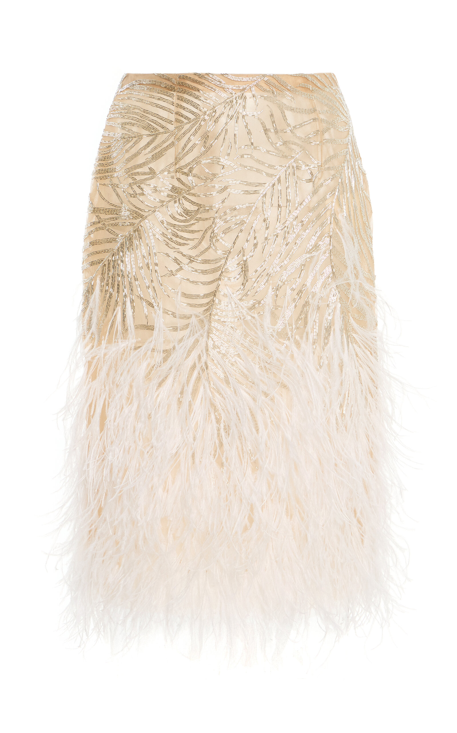 Feathered Tulle Knee-Length Skirt