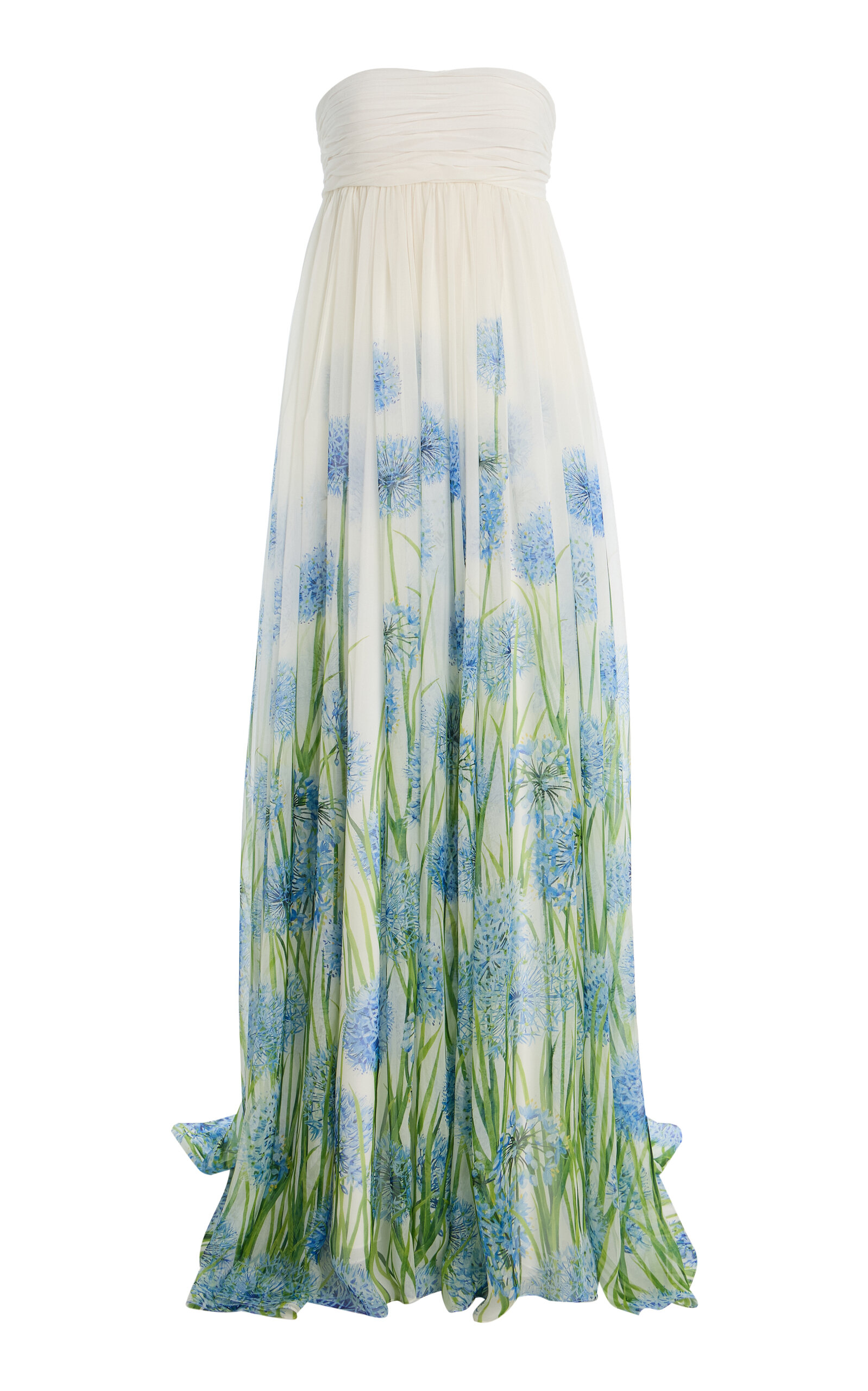Oscar De La Renta Allium-printed Silk-chiffon Gown In Multi
