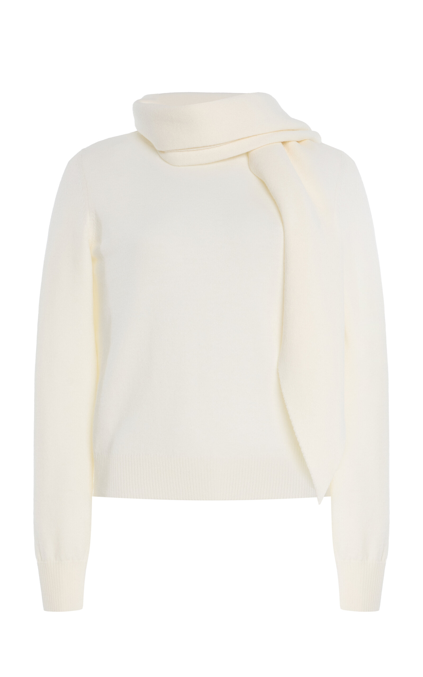 Scarf-Detailed Wool Sweater