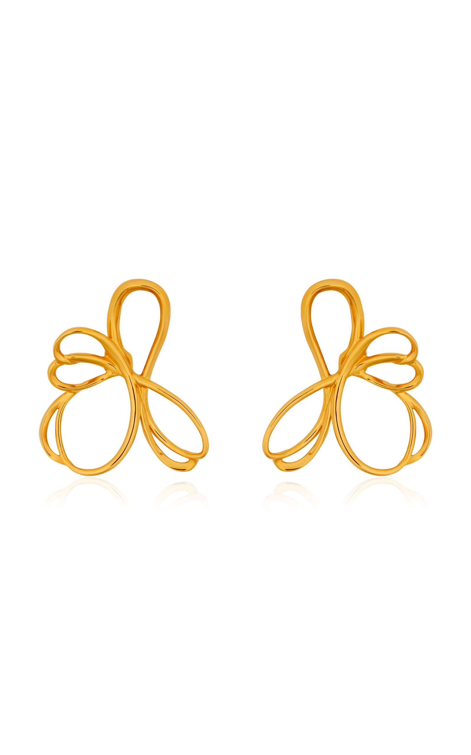 Large Wire Flower Asymmetrical Earrings