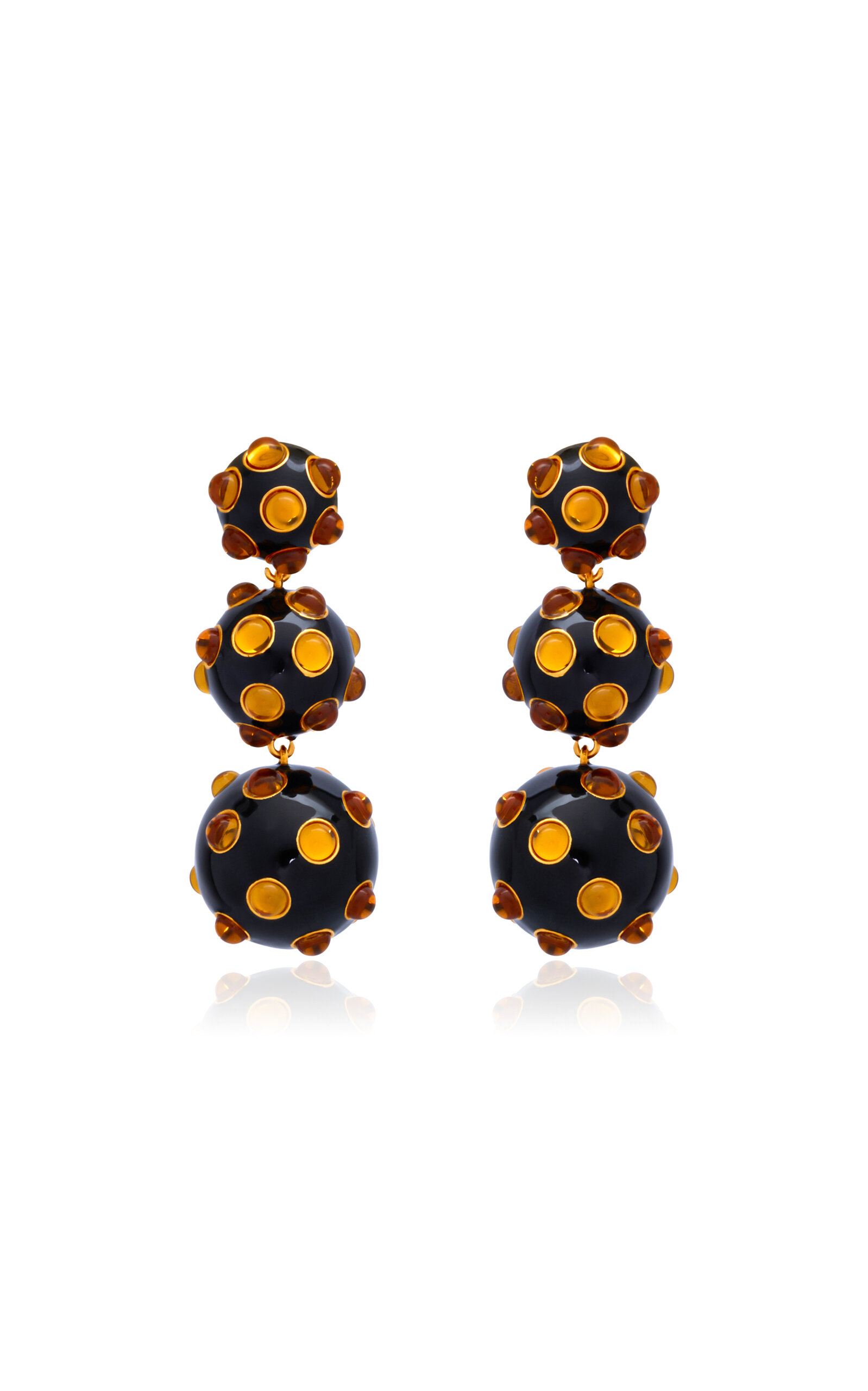 Cabochon Triple Drop Earrings