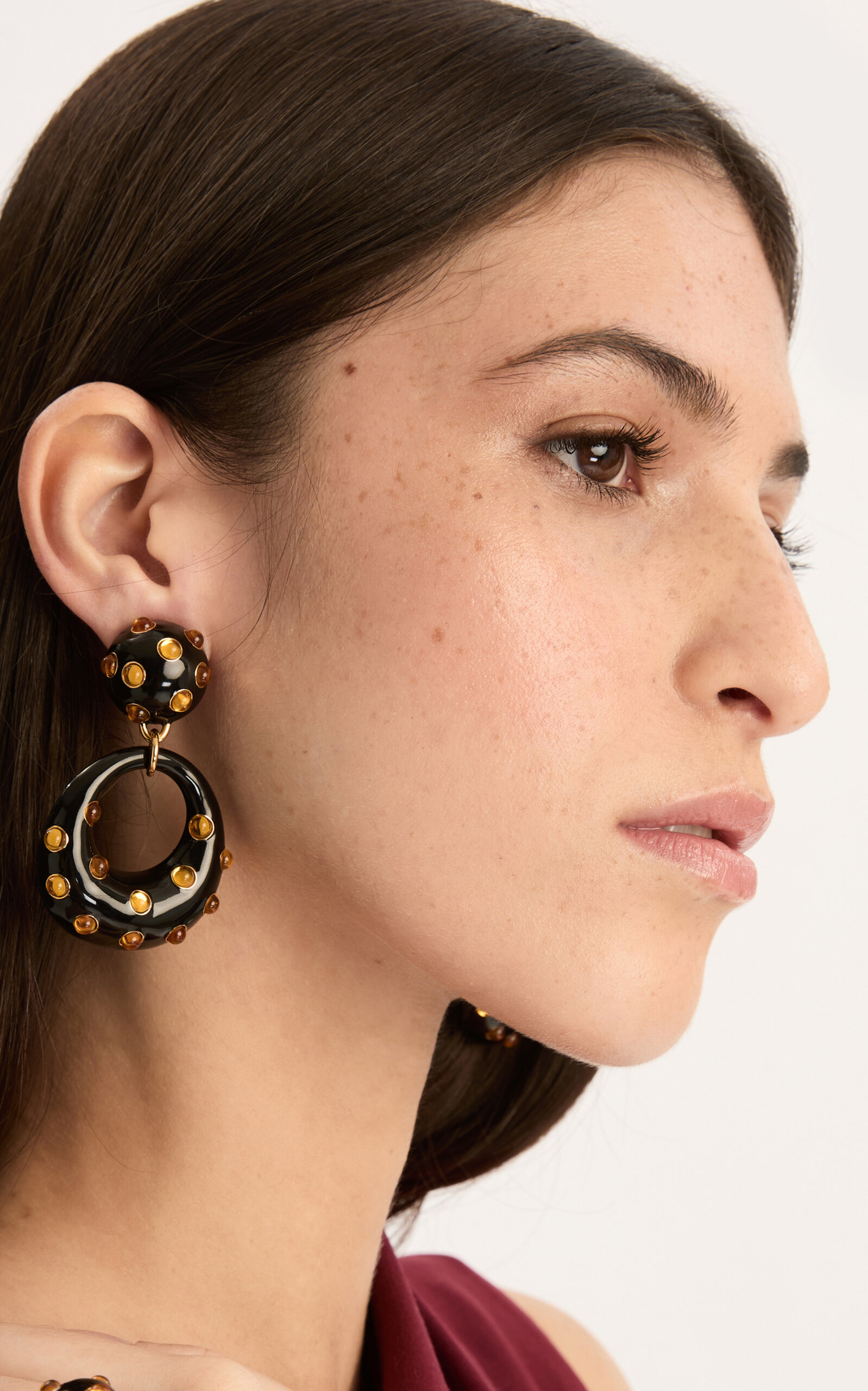 Cabochon Enamel Drop Earrings