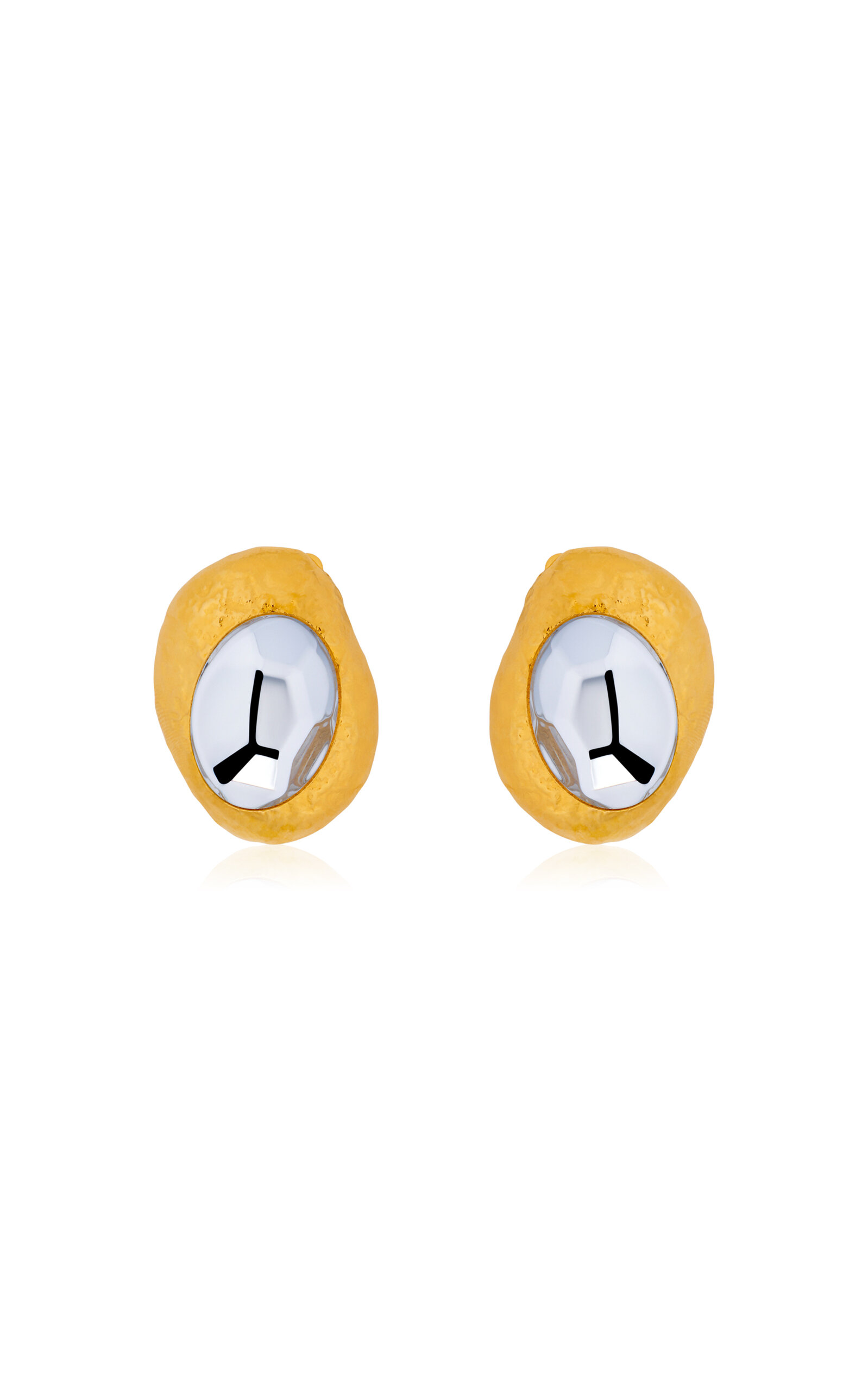 Hammered Oval Stone Earrings