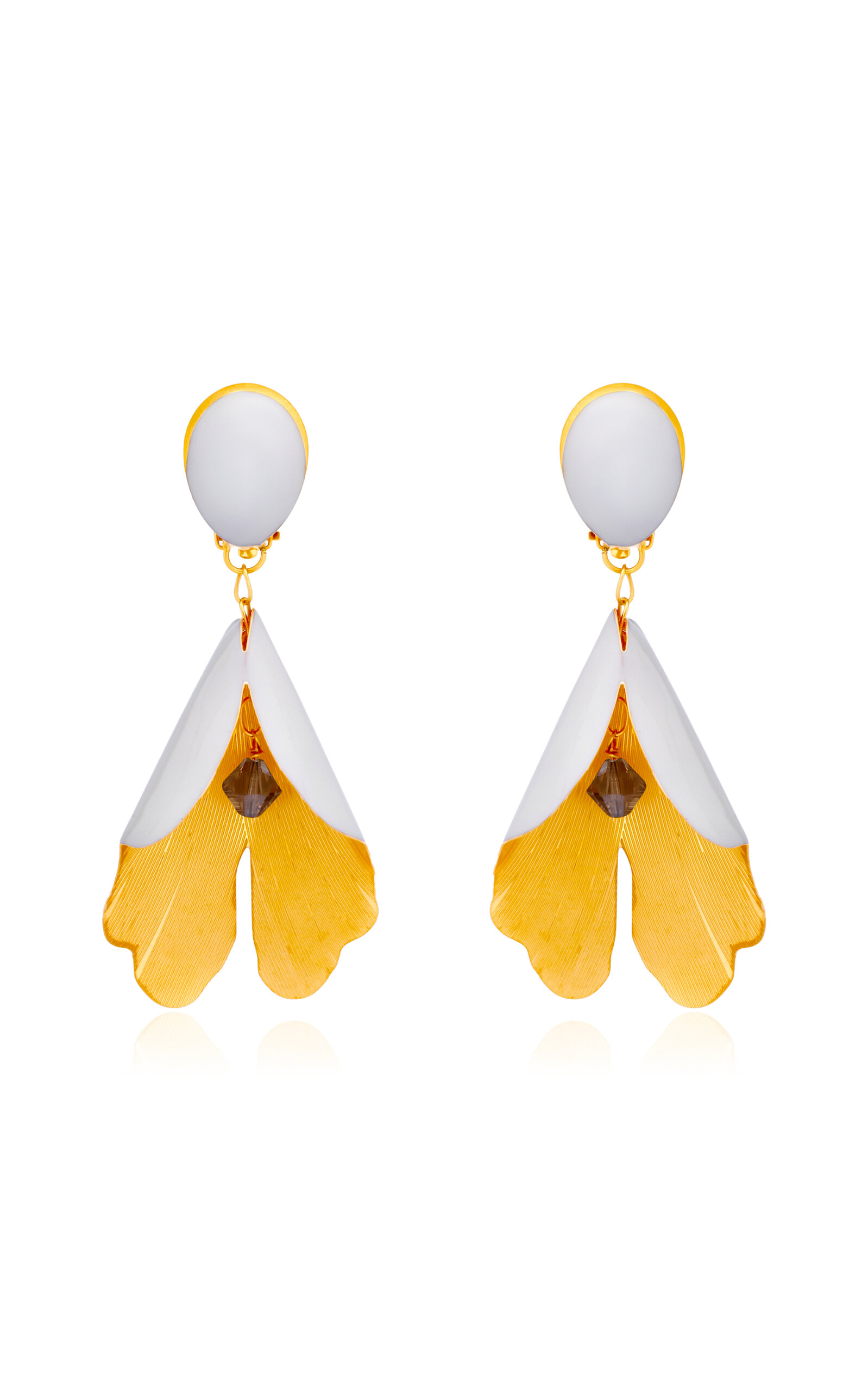 Oscar de la Renta - Bell Flower Enamel Large Earrings - Ivory - OS - Moda Operandi - Gifts For Her
