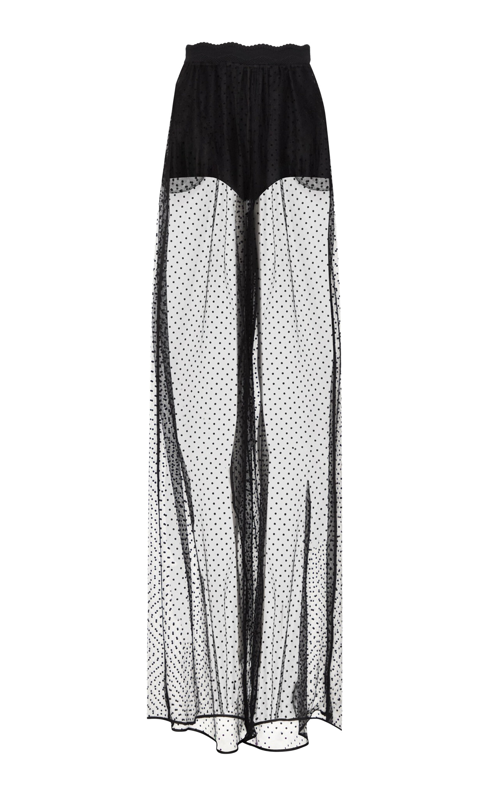 ALAÏA Polka-Dot Mesh Wide-Leg Pants