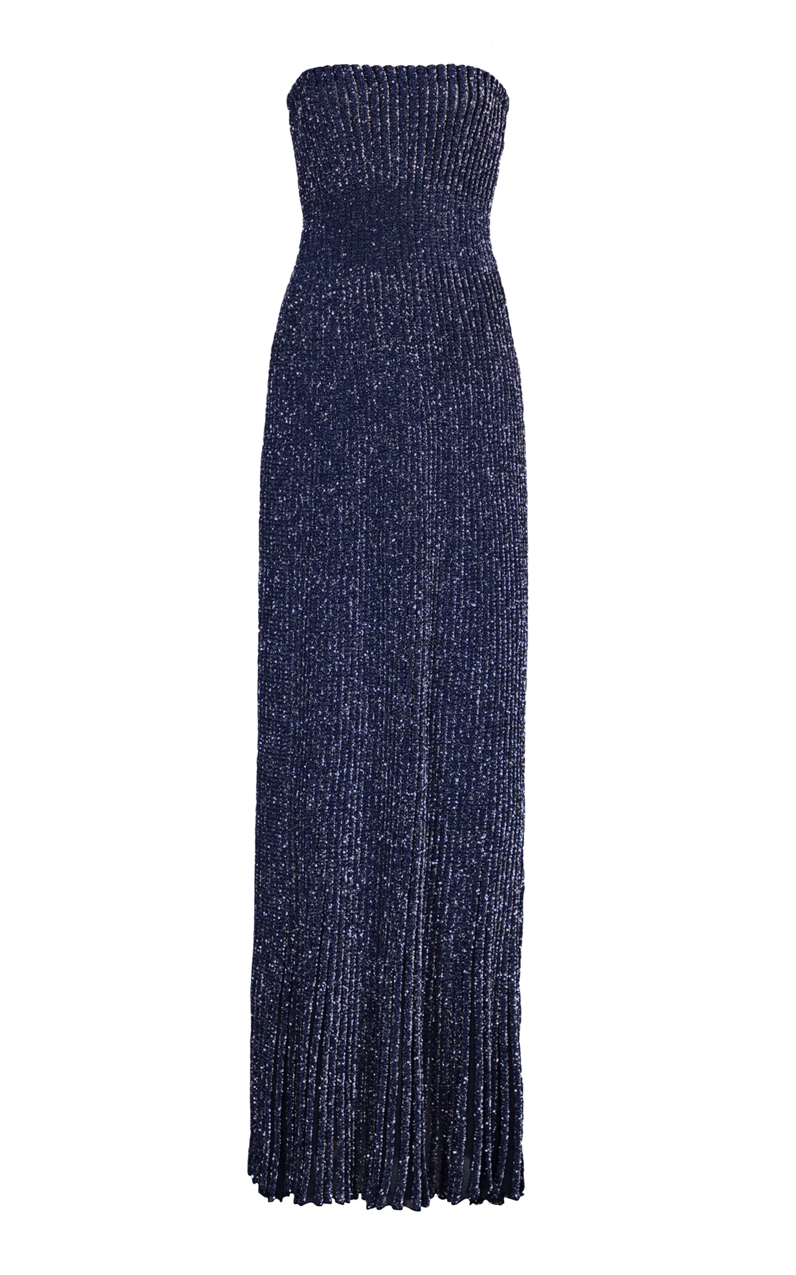ALAÏA Strapless Ribbed-Knit Maxi Dress