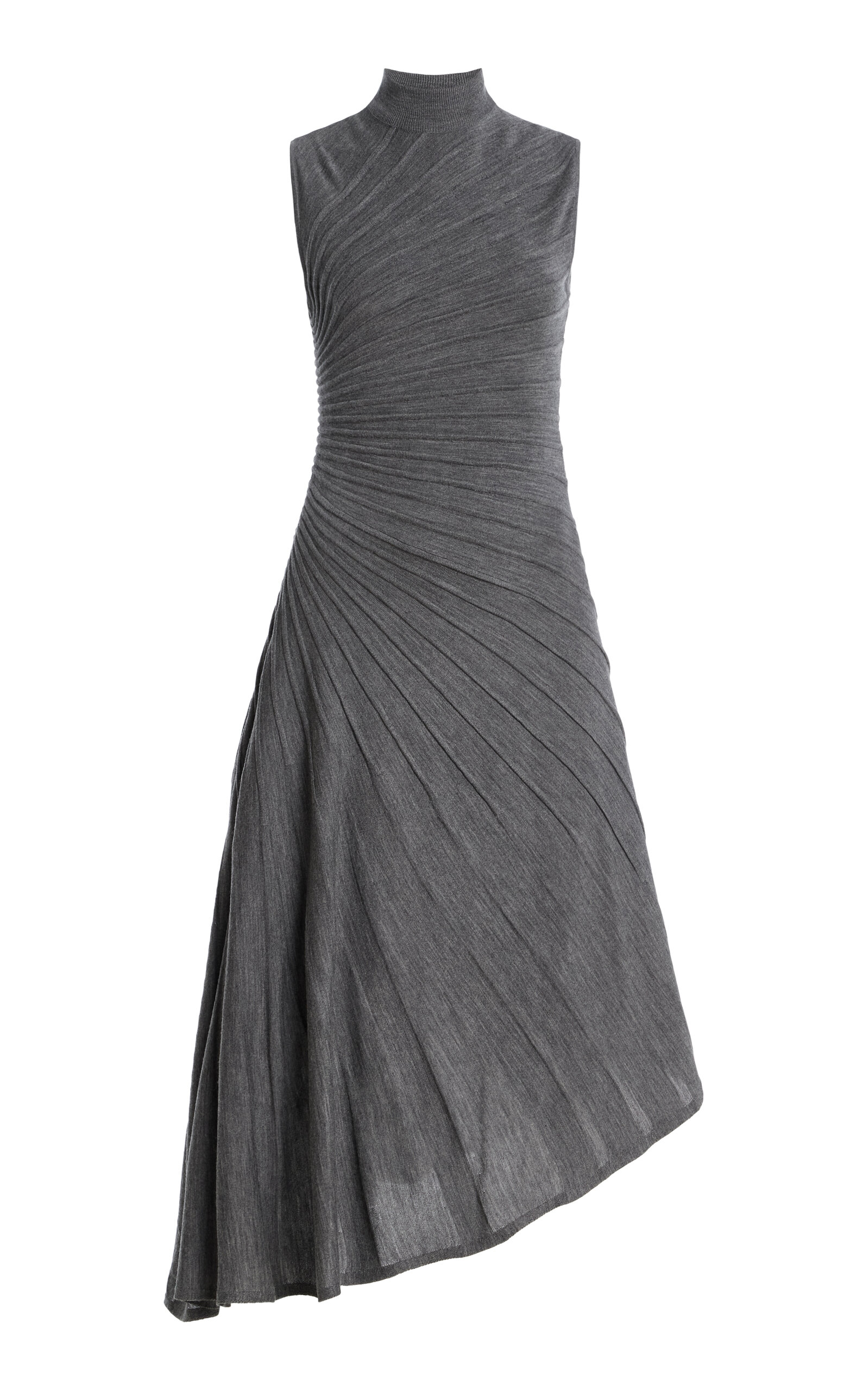 ALAÏA Ray Asymmetric Wool Midi Dress