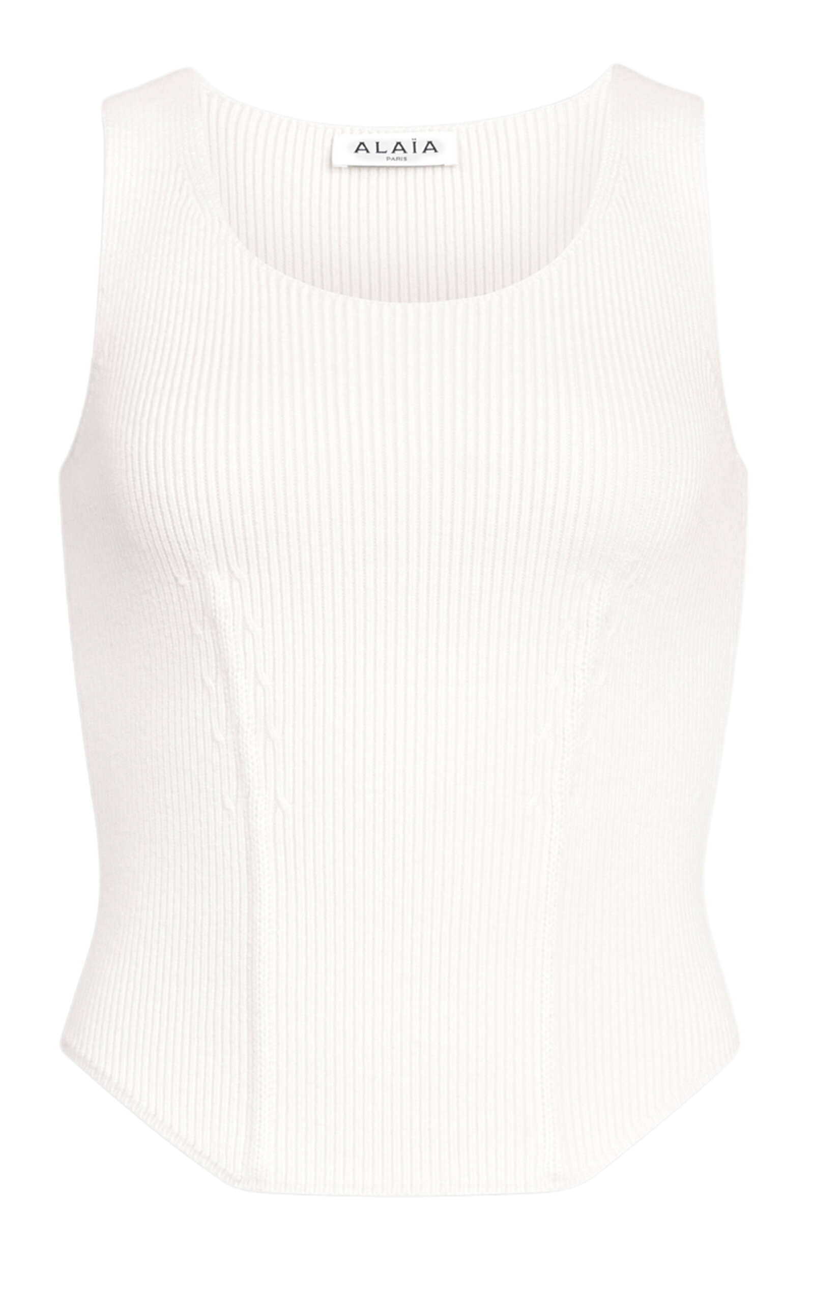 Alaïa Knit Wool-blend Corset Top In White