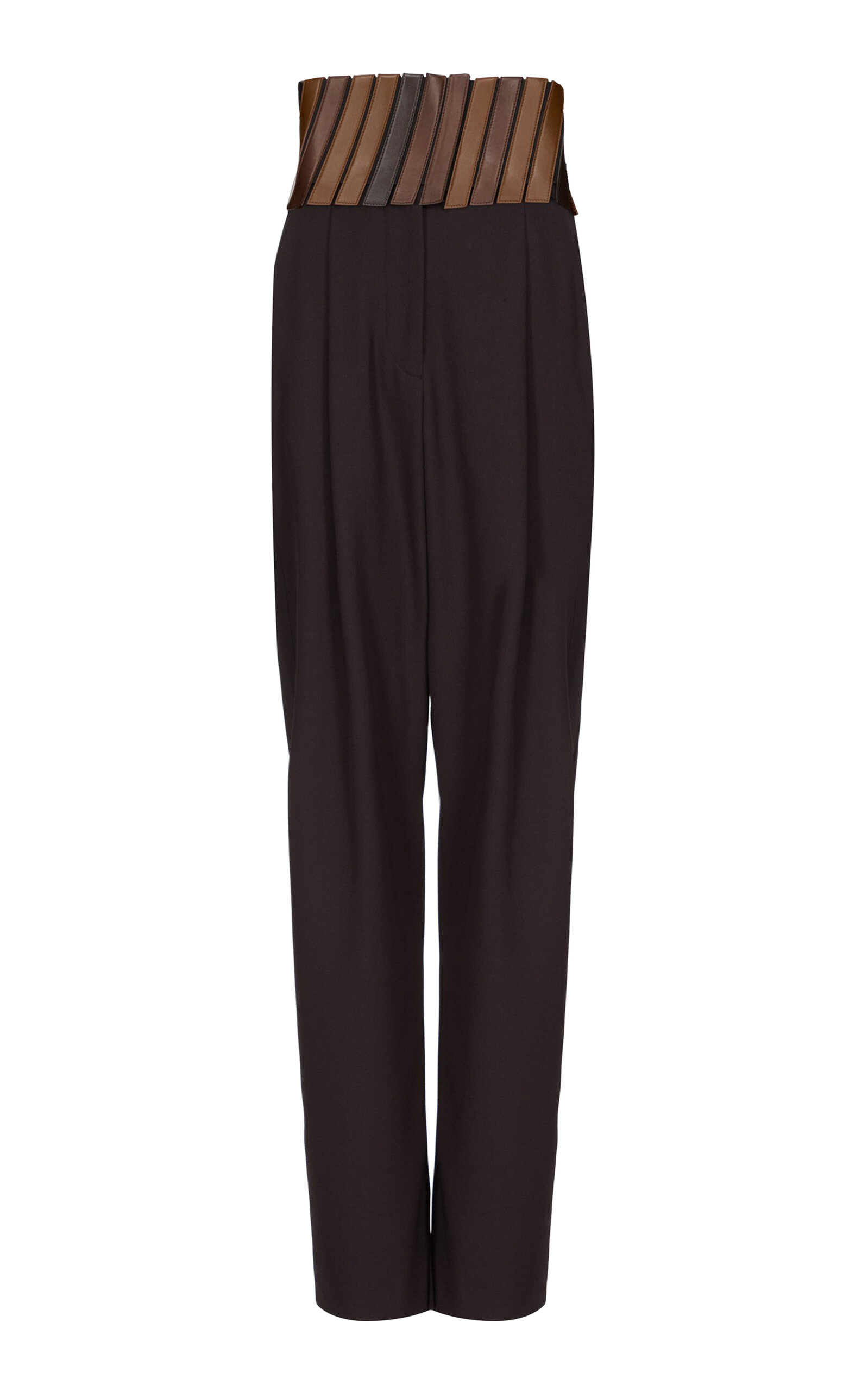 ALAÏA Belted Wool Straight-Leg Pants