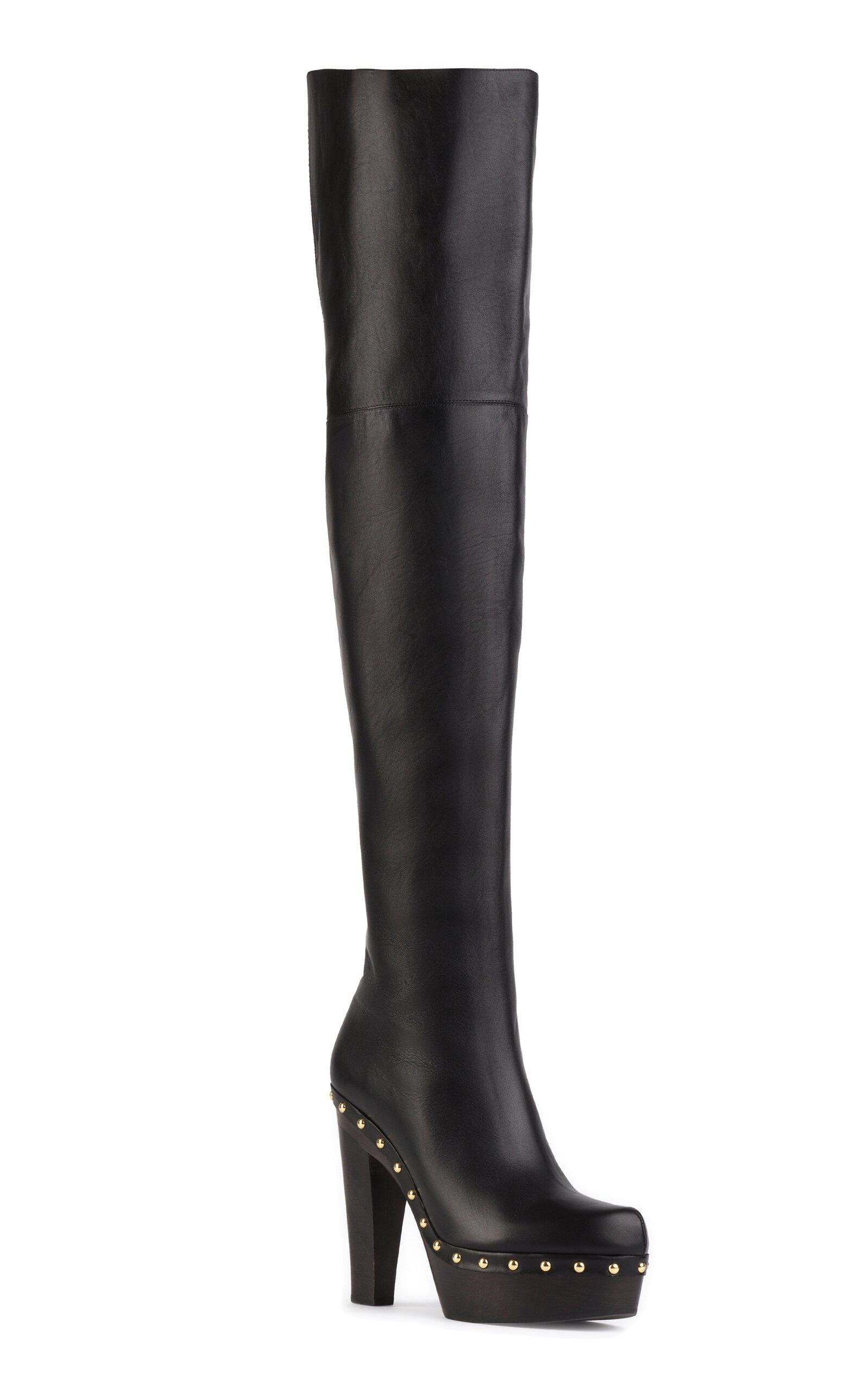 Chloé Lola Studded Leather Over-the-knee Boots In Black