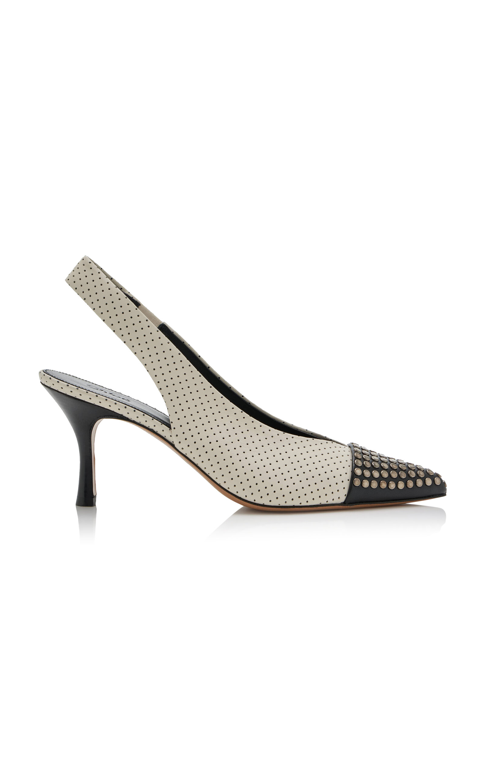 Chloé Alba Two-Tone Studded Leather Slingback Pumps - Women's Shoes