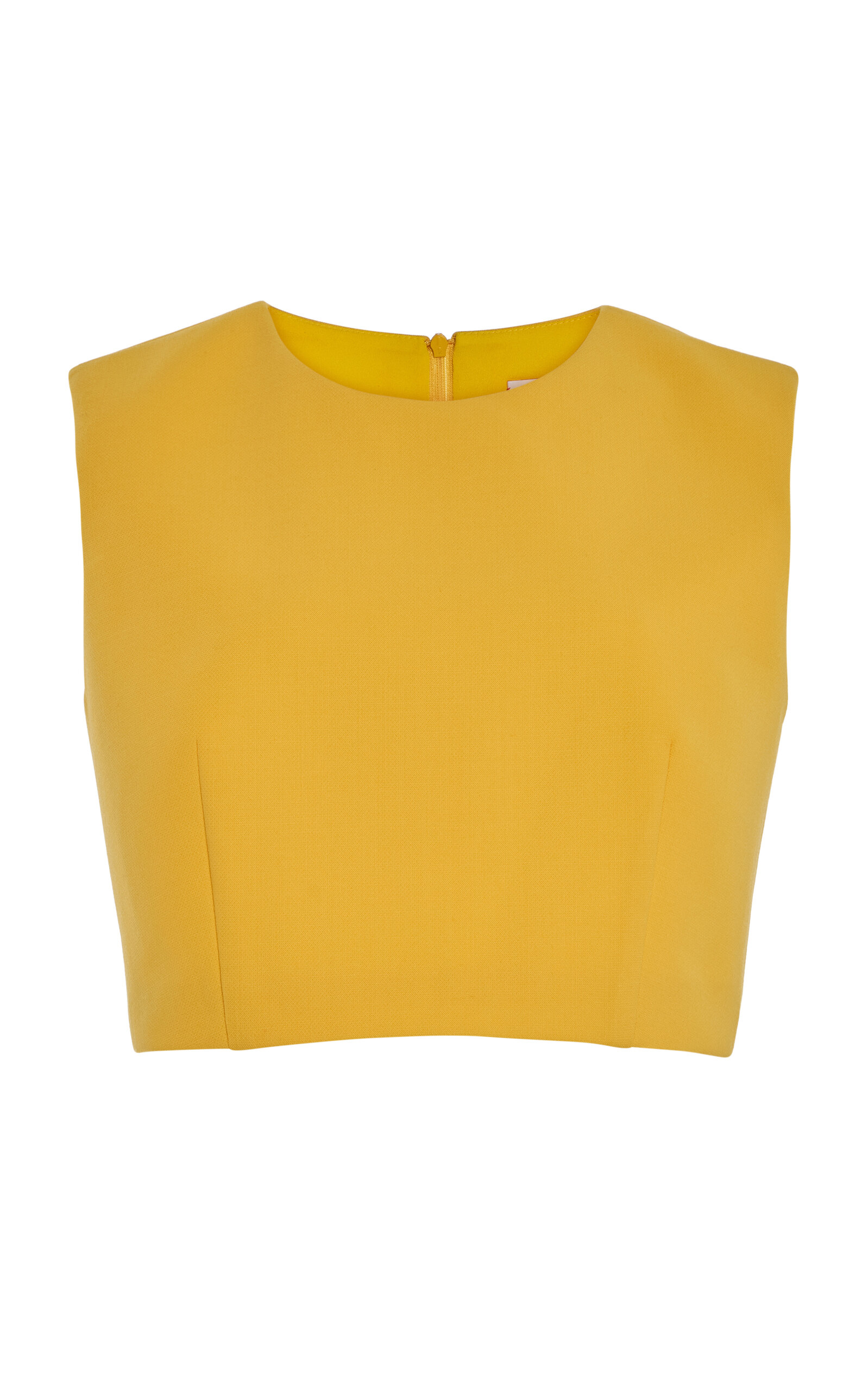 Carolina Herrera - Cropped Bi-Stretch Wool Tailored Top - Yellow - US 12 - Moda Operandi