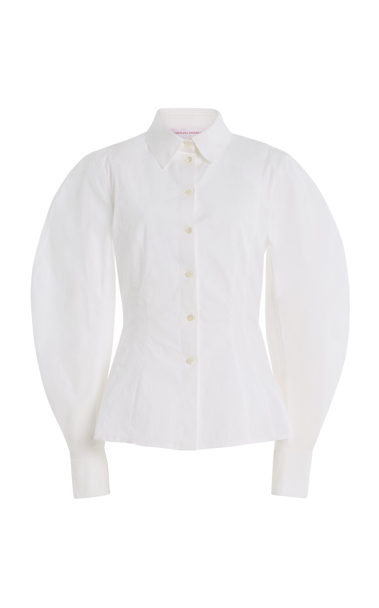 Carolina Herrera Arc-Sleeve Stretch-Cotton Shirt