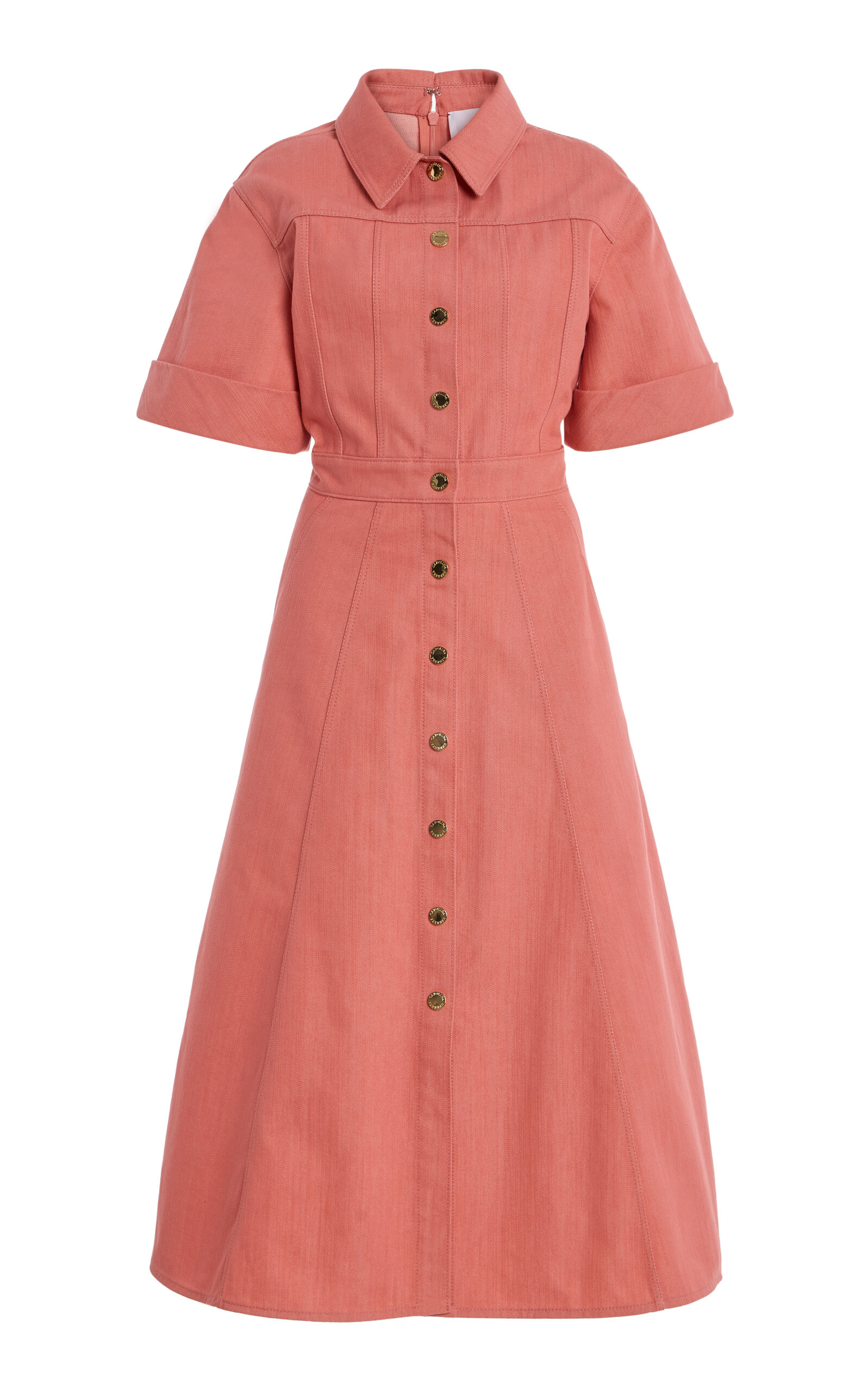 Carolina Herrera Button-front Denim  Dress In Pink