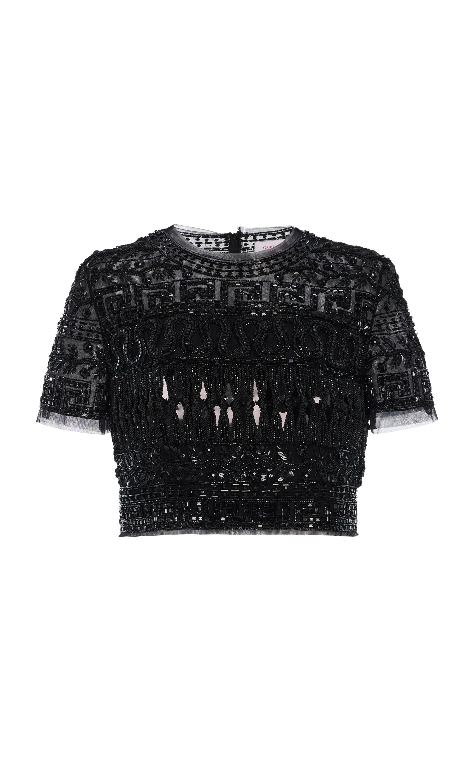 Carolina Herrera Embroidered Tulle Top In Black