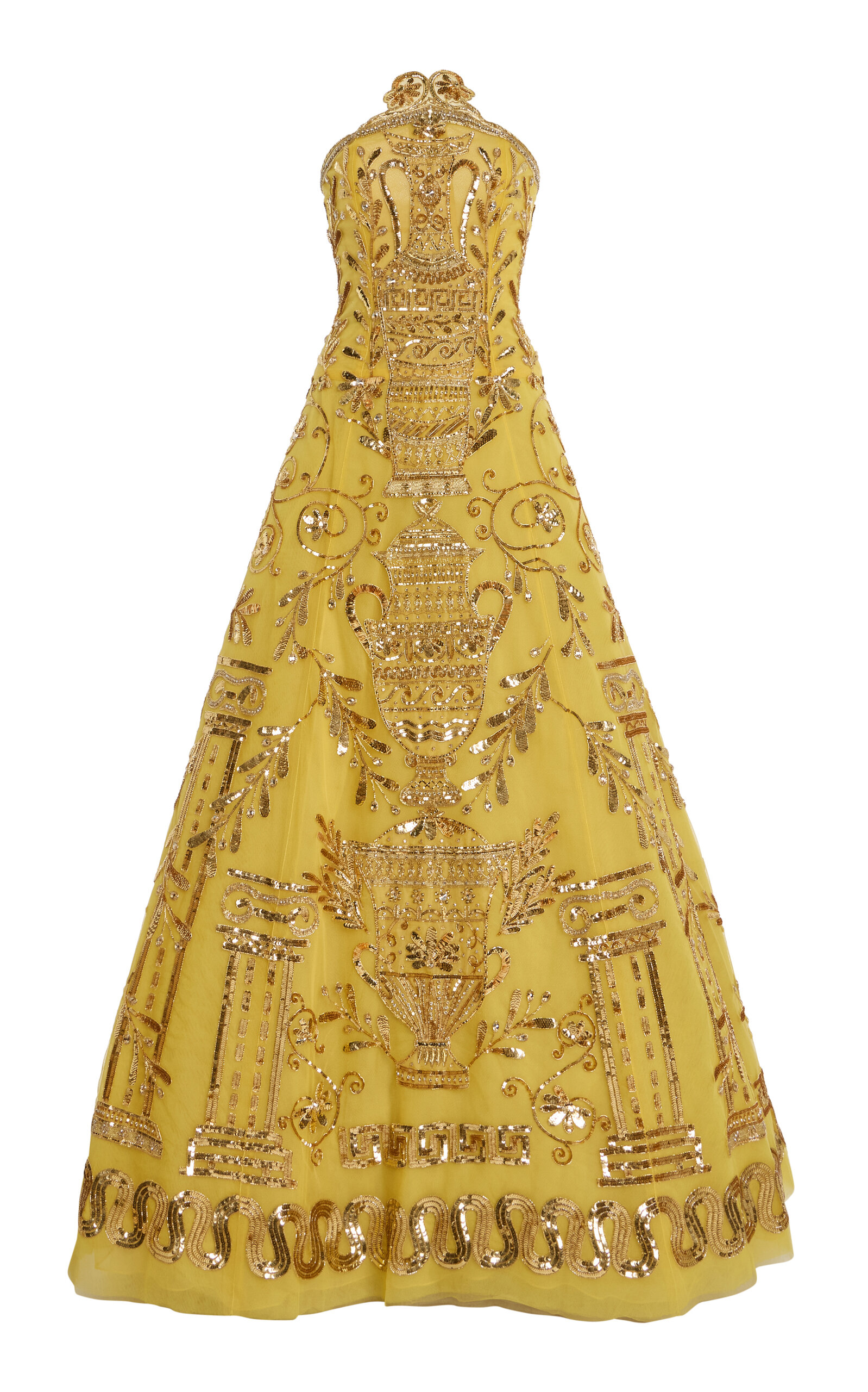 Carolina Herrera Embroidered Tulle Ball Gown In Gray