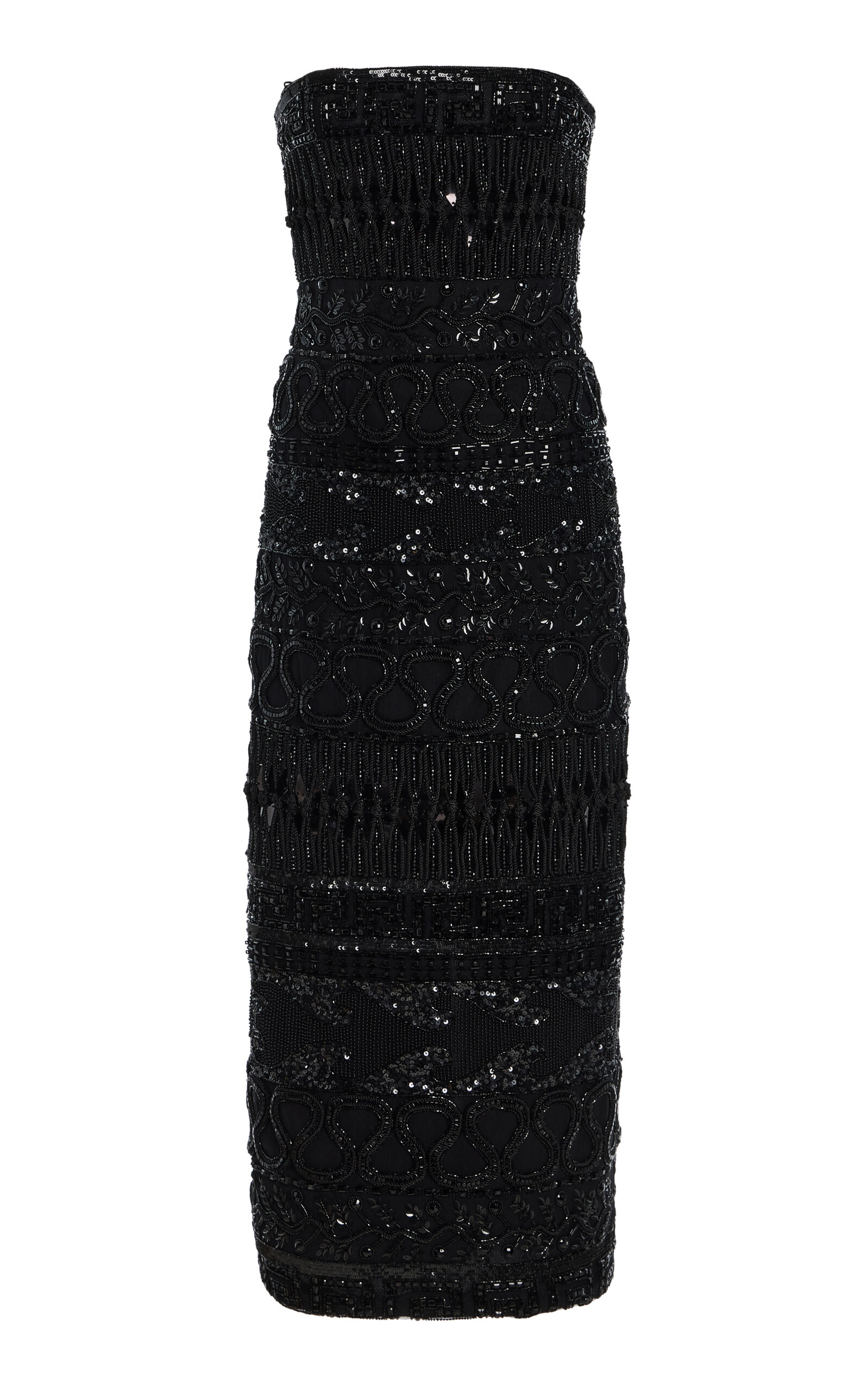 Carolina Herrera Embroidered Strapless Tulle Dress In Black