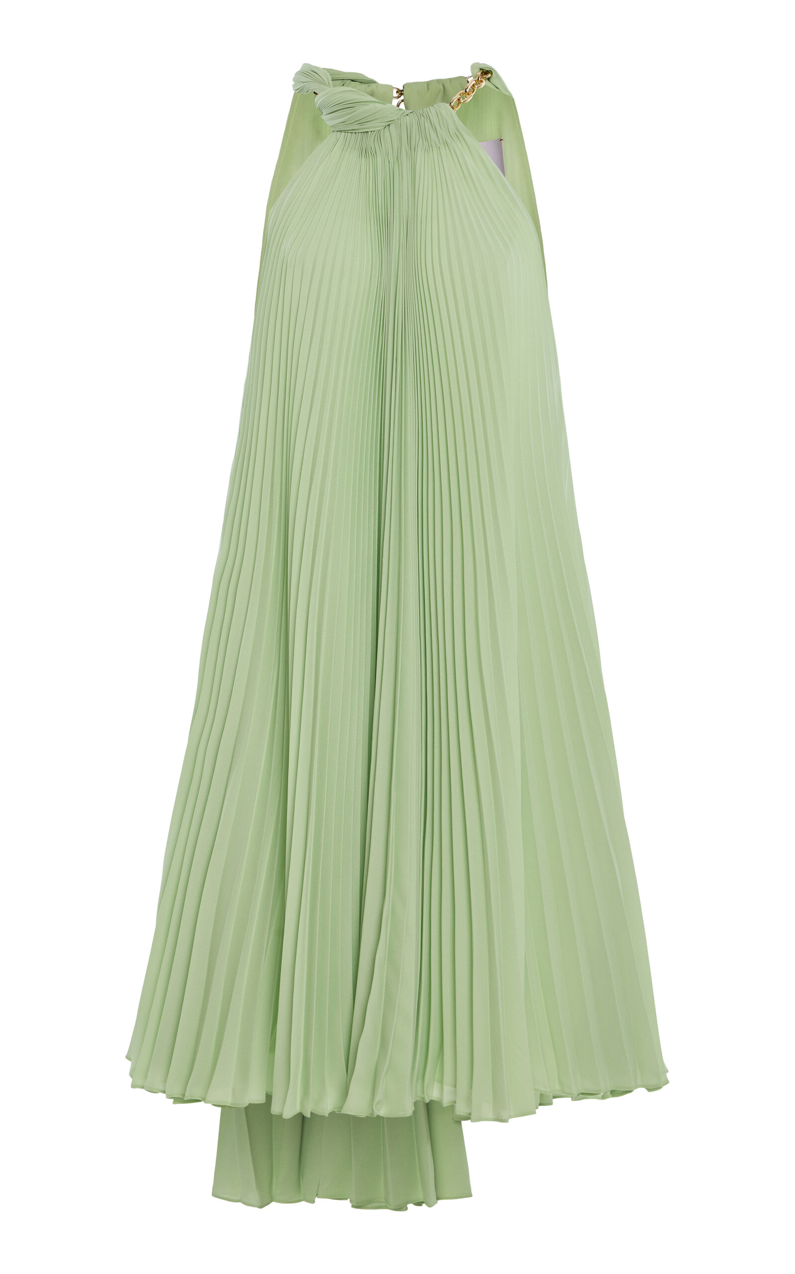 Carolina Herrera Pleated Georgette Halter Dress In Green